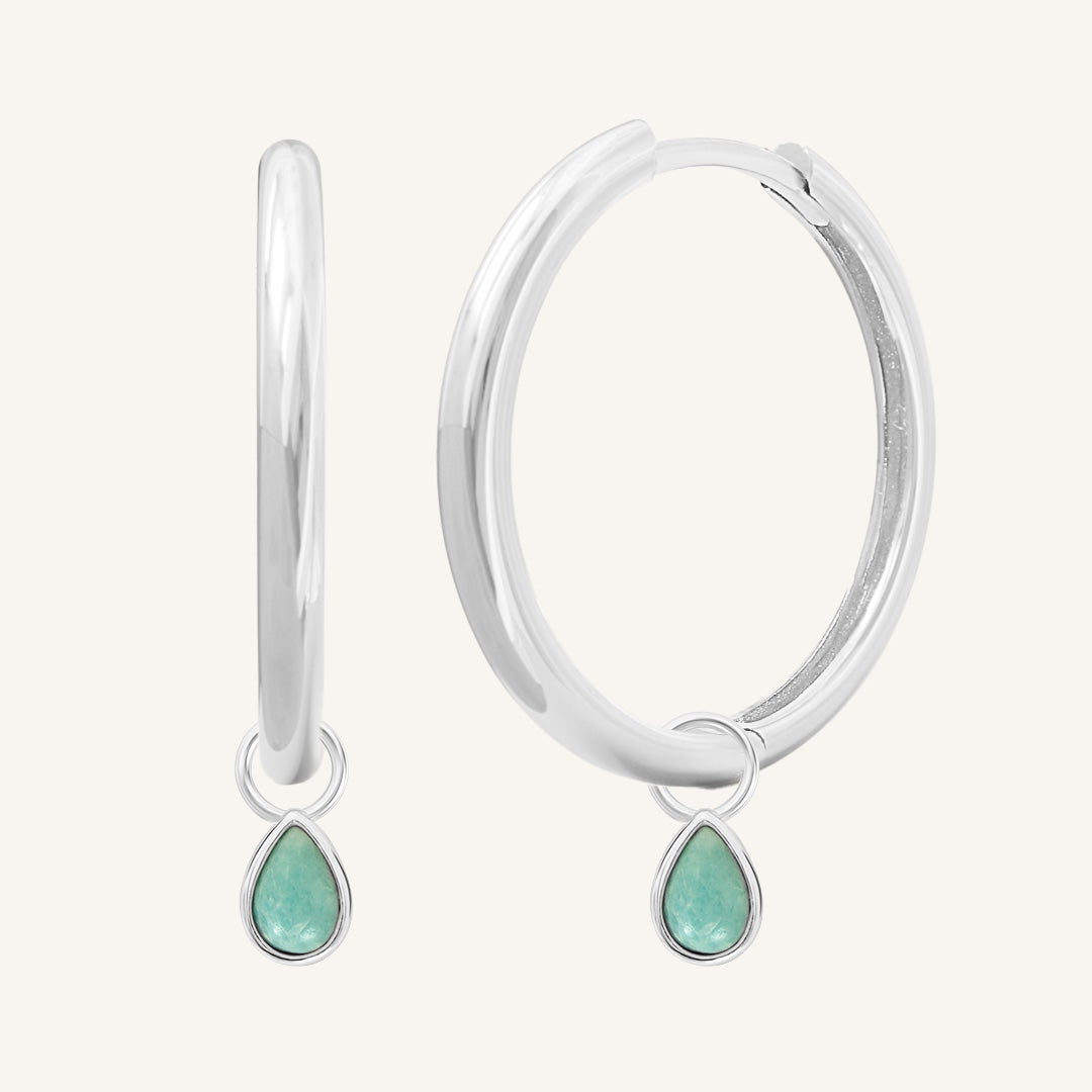 Amazonite Gemstone Hoop Earrings for Women - Elegant Healing Crystal Jewelry for Everyday Wear & Special Occasions