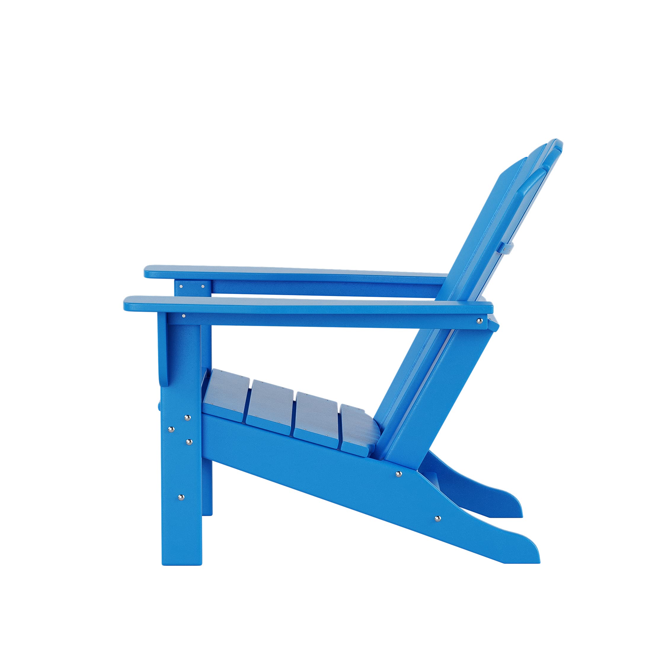 Premium 2-Piece Outdoor Adirondack Chair Set with Side Table - Durable Poly Lumber Retro Lounge Chairs for Beach, Patio, Garden & Backyard - Pacific Blue - Perfect for Relaxing, Sunbathing & Outdoor Entertaining