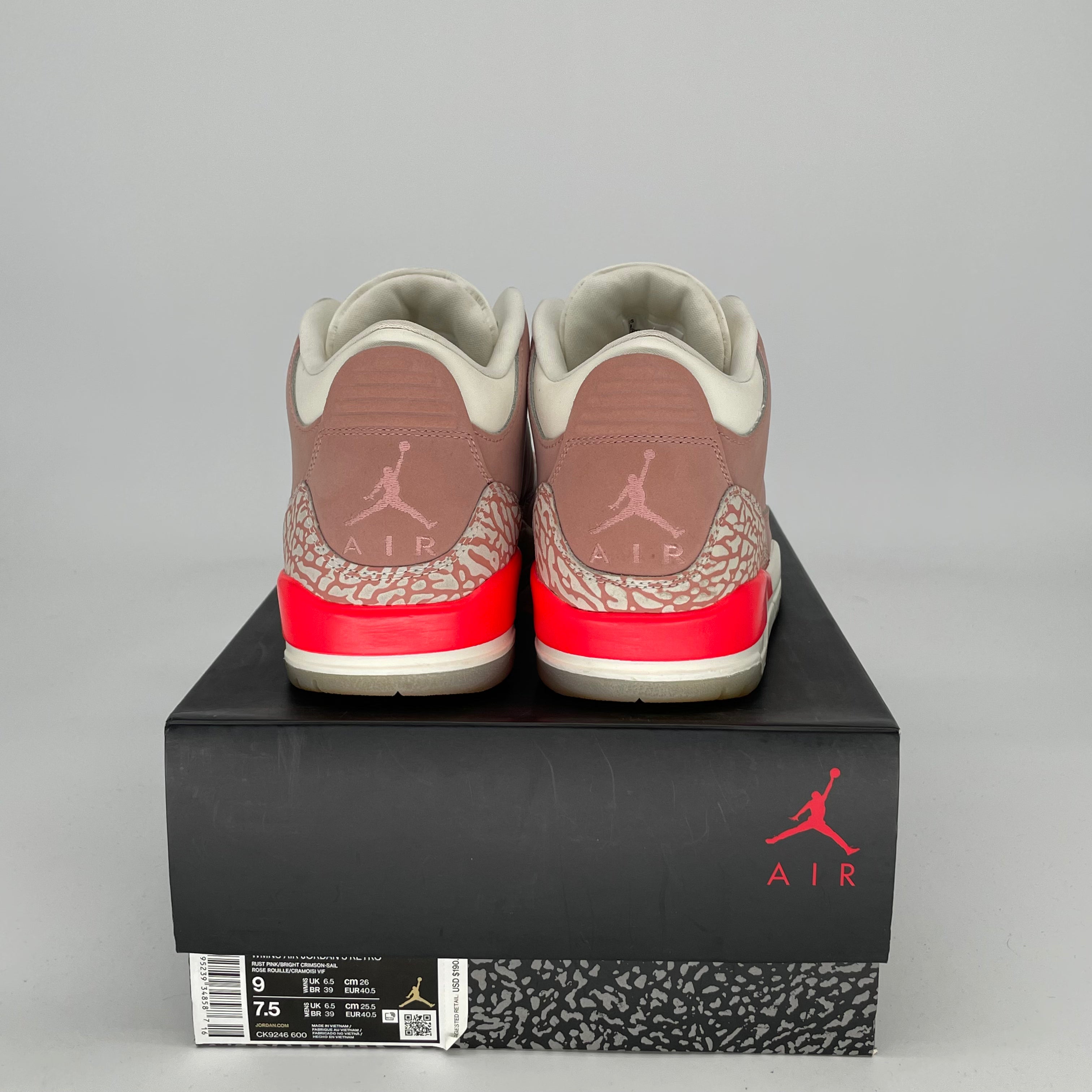 AIR JORDAN 3 Rust Pink Women's Shoes Size 7.5/9W - Style CK9246-600 | Retro Basketball Sneakers for Women, Casual Wear & Street Fashion