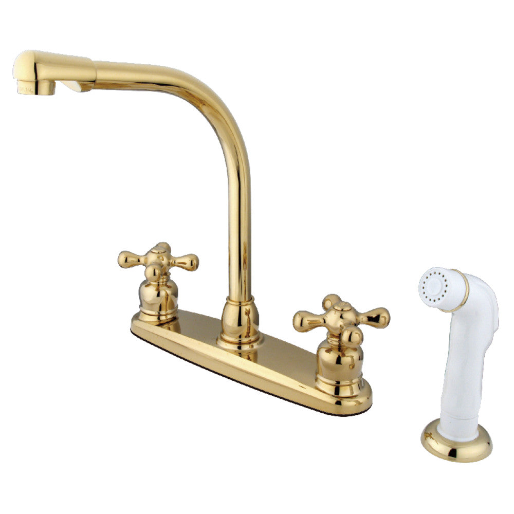 Kingston Brass KB712AX Victorian Centerset Kitchen Faucet - Elegant Single Handle Pull-Out Sprayer Faucet for Modern & Classic Kitchens | Perfect for Cooking, Washing Dishes & Food Prep