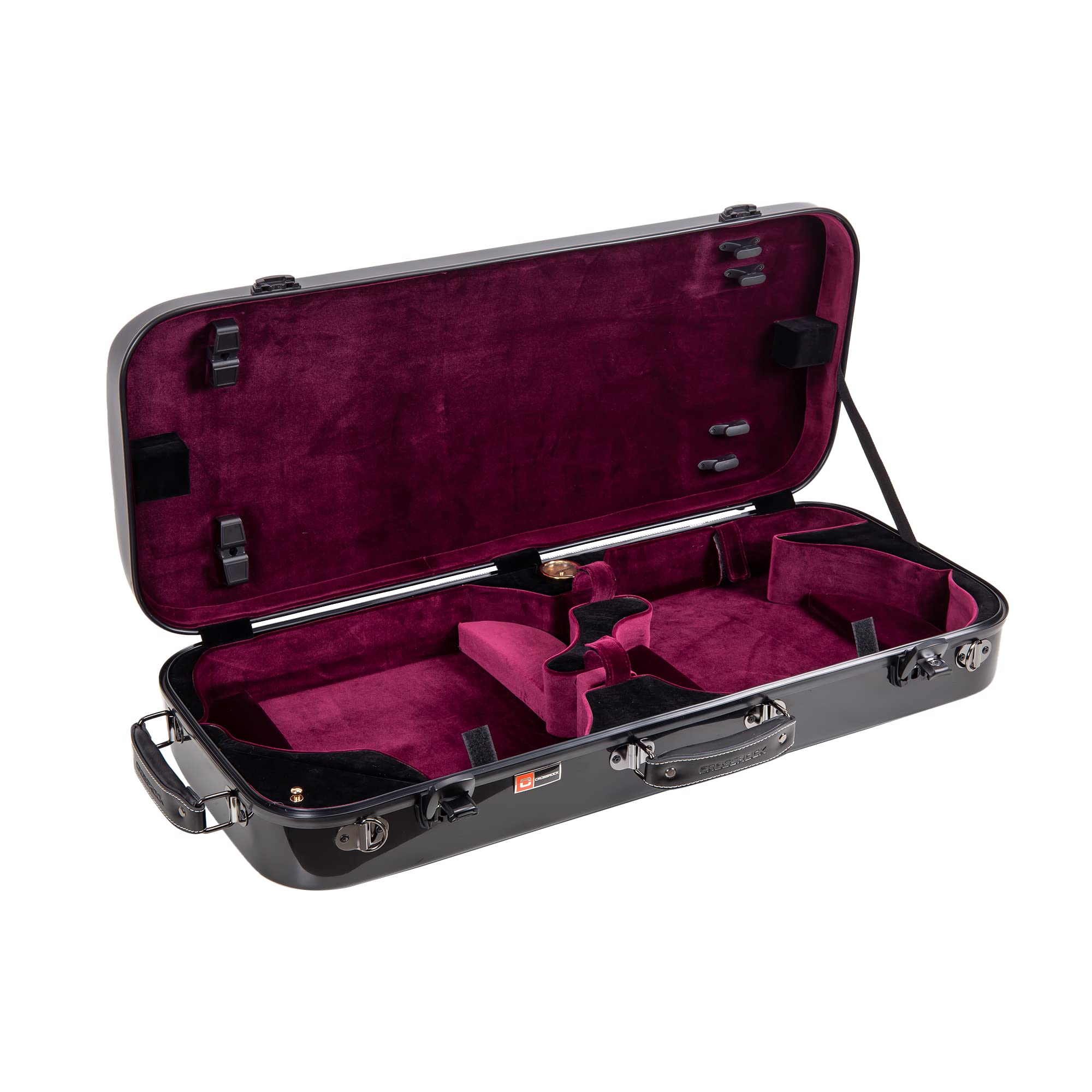 Crossrock CRF1000DVBK Black Fiberglass Double Violin Case - Backpack Style for Two 4/4 Full Size Violins | Perfect for Music Students, Performers & Traveling Musicians