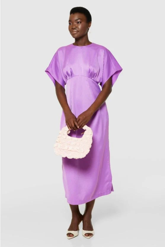 Elegant A-Line Kimono Dress for Women - Flowy Lilac Floral Print Maxi Dress for Summer, Beach, and Boho Style Outfits