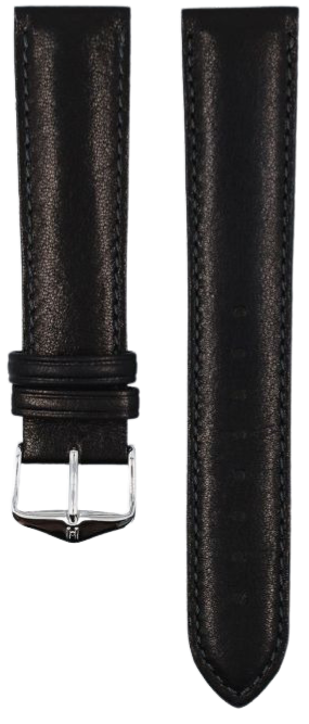Hirsch Merino Black 20mm Leather Watch Strap - Premium Genuine Leather Band for Men's Watches - Perfect for Dress, Business, and Casual Wear