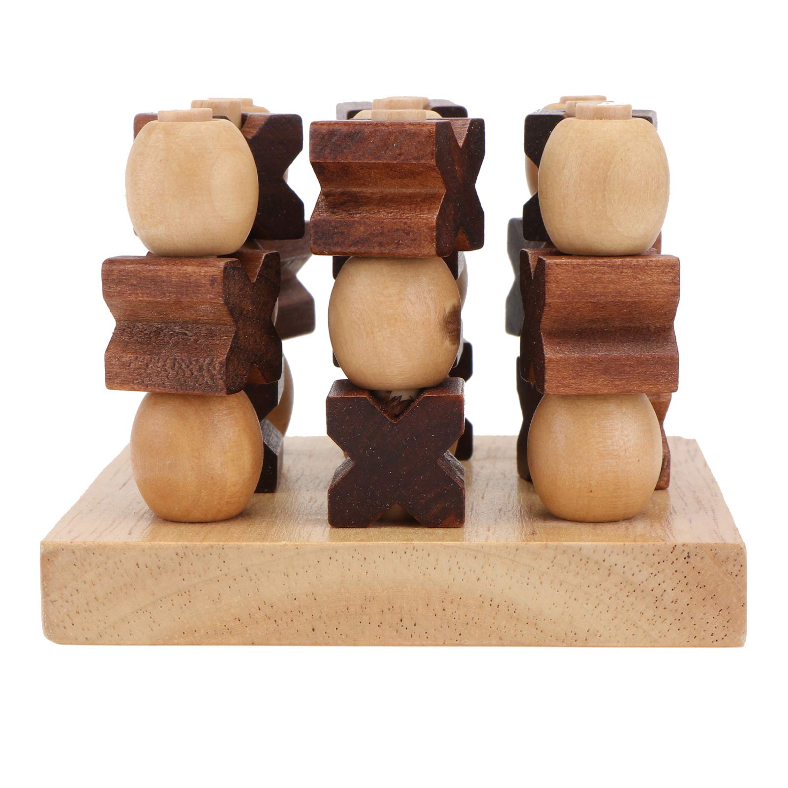 Kisangel 3D Wooden Toe Tic Tac Toe Board Game Set for Kids & Adults - Family Strategy Tabletop Game for Indoor Parties, Camping Trips & Classroom Activities