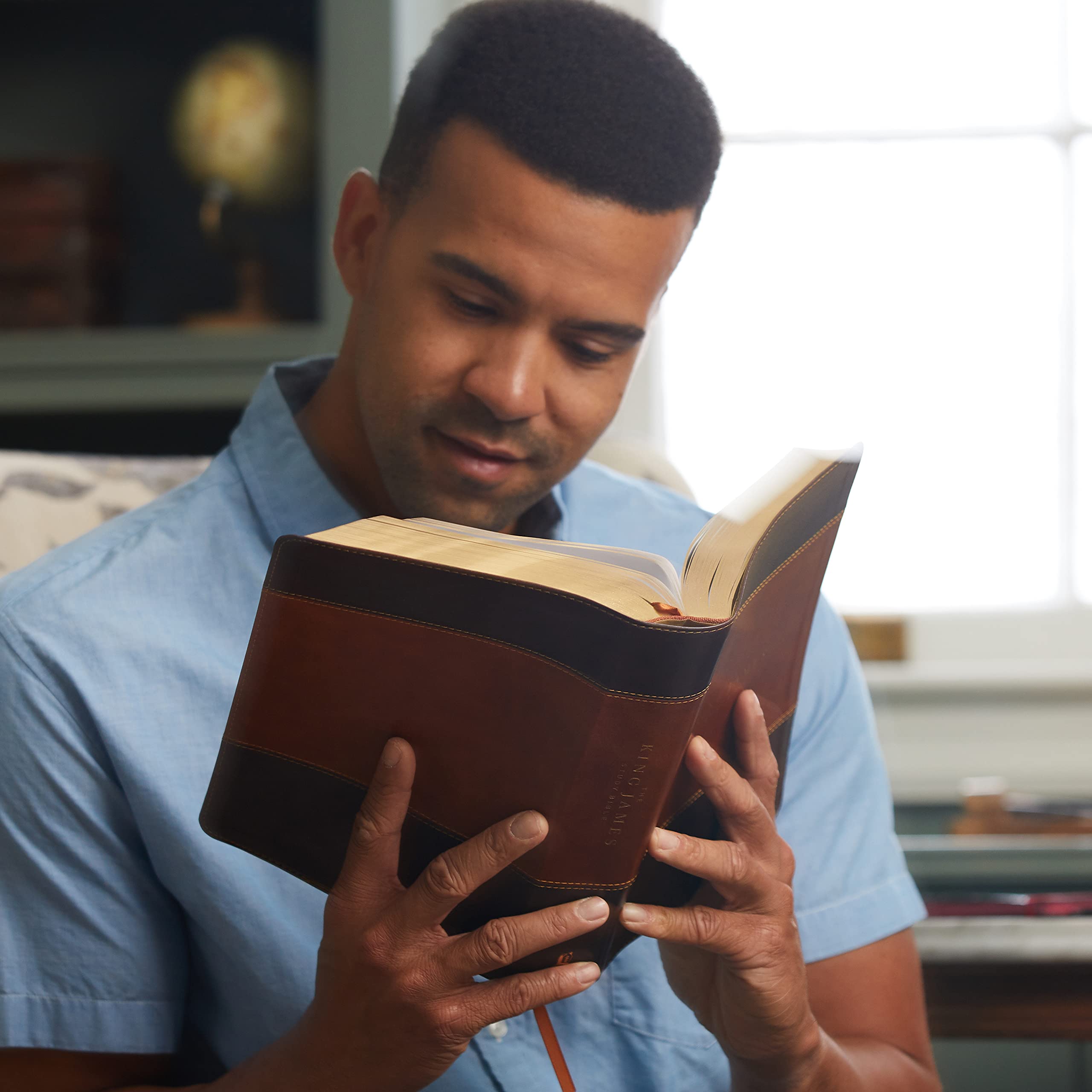 KJV Study Bible Leathersoft Brown - Thumb Indexed, Red Letter, Full-Color Edition | King James Version Holy Bible for Personal Devotion, Bible Study & Church Services