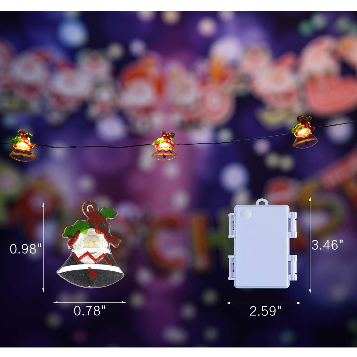 MYTH REALM 20 LED Battery Operated Christmas String Lights with Timer - Waterproof Fairy Lights for Indoor Outdoor Decor, Wedding Party, Christmas Tree (7 Unique Designs) - Perfect for Holiday, Garden, Patio and Home Decoration