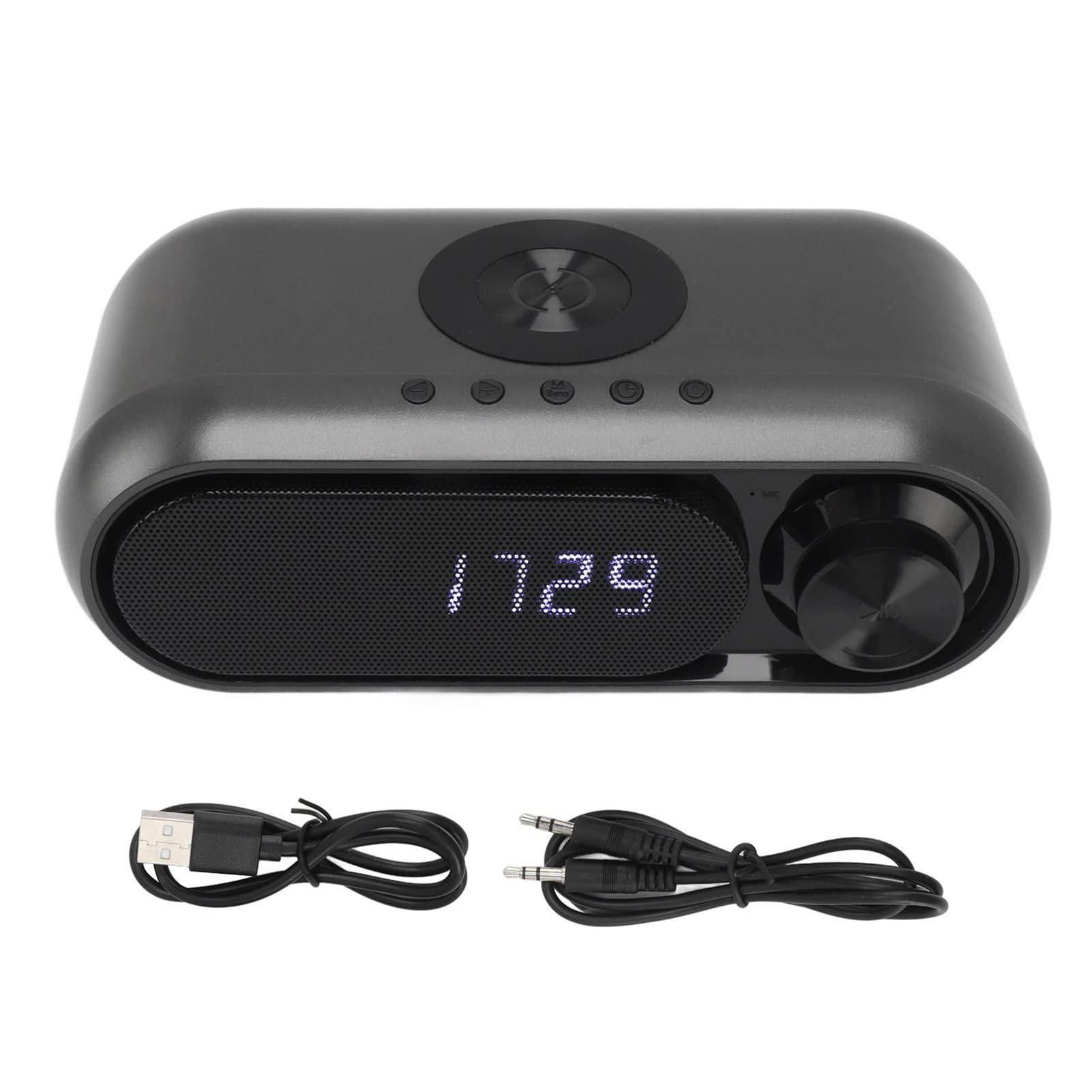 Wireless Charging Digital Alarm Clock with Bluetooth Speaker, FM Radio & LED Display - Modern Bedside Clock for Bedroom, Office, Nightstand (Iron Gray, 10W) - Perfect for Home, Travel & Gifts