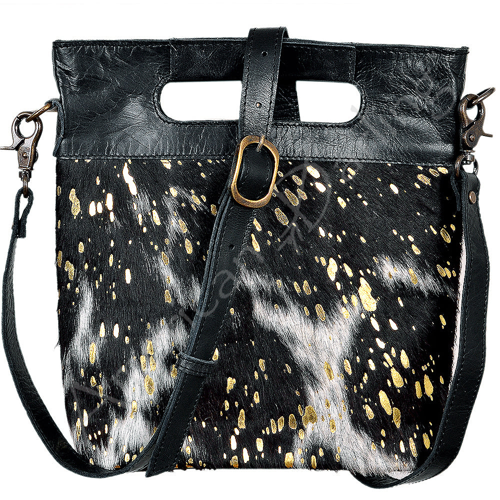 American Darling Genuine Leather Women's Western Handbag with Hair On Accent - Perfect for Cowgirl Style, Rodeo Events and Country Fashion Accessories