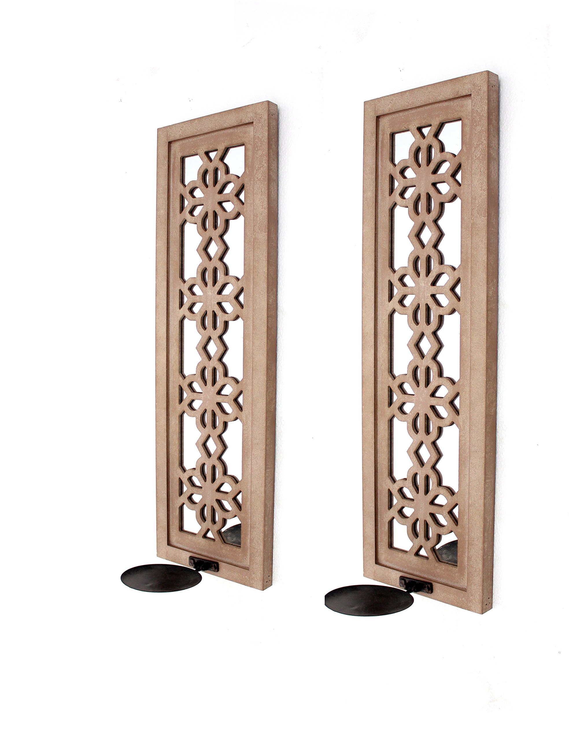 WD-082 Set of 2 Wooden Candle Holders - Pack of 4 - Rustic Home Decor for Table Centerpiece, Wedding, Dinner Party & Holiday Decorations
