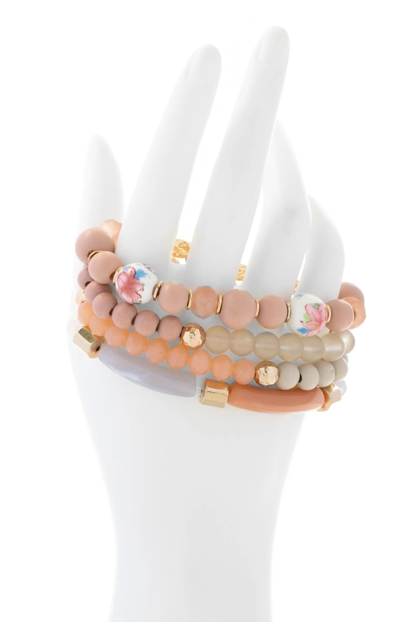 Beaded Wood Chain Link Bracelet Set for Women - Natural Wooden Bead Bracelets with Adjustable Chain - Boho Chic Jewelry for Casual Wear, Parties & Gifts