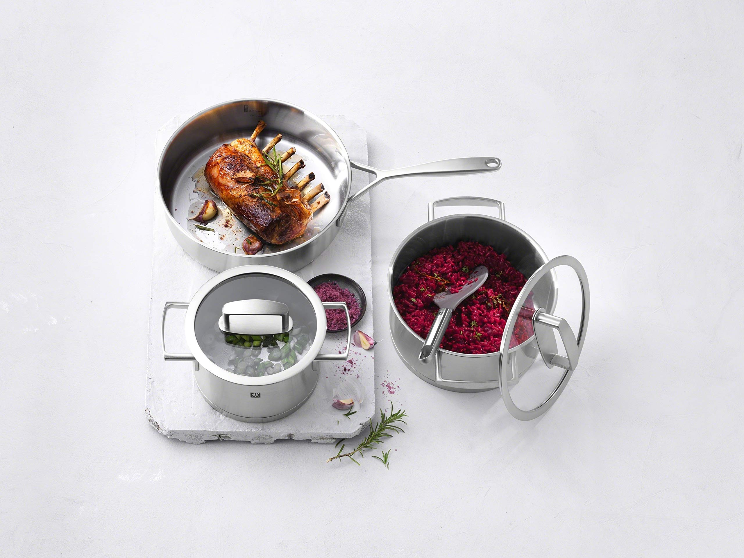 ZWILLING 66462-240 Vitality 4.5L Stainless Steel Stew Pot with 3-Layer Bottom - 9.4 Inch Induction Safe Cooking Pot for Soups, Stews & Pasta - Dishwasher Safe Polished Finish Two-Handed Design for Home & Restaurant Use