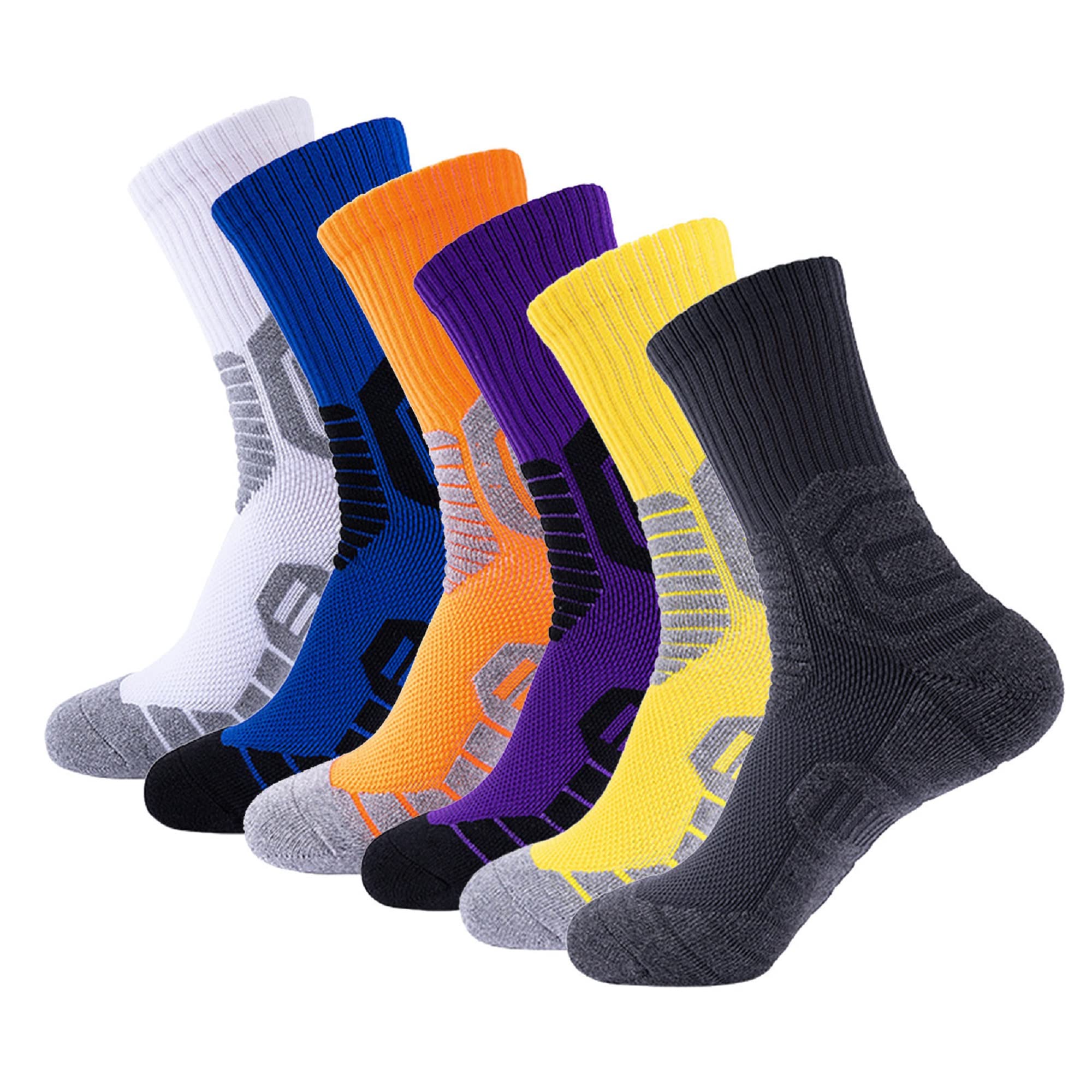 6 Pairs Cotton Compression Socks for Women & Men - Breathable Running Socks with Moisture Absorption - Perfect for Marathon, Travel & Nurse Work