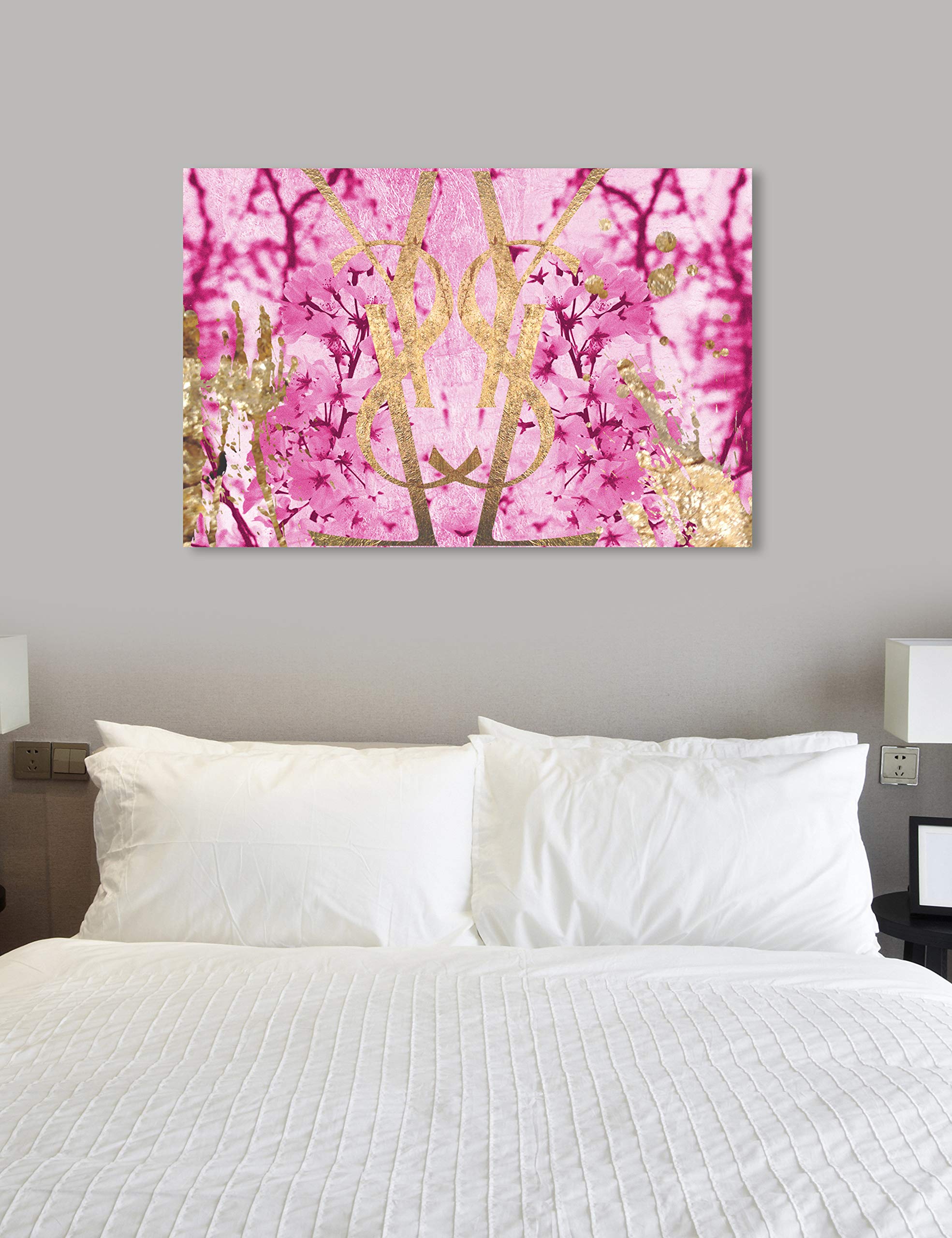 Botanical Couture Pink Wall Art Canvas Prints - Fashion & Glam Home Decor for Living Room, Bedroom & Office