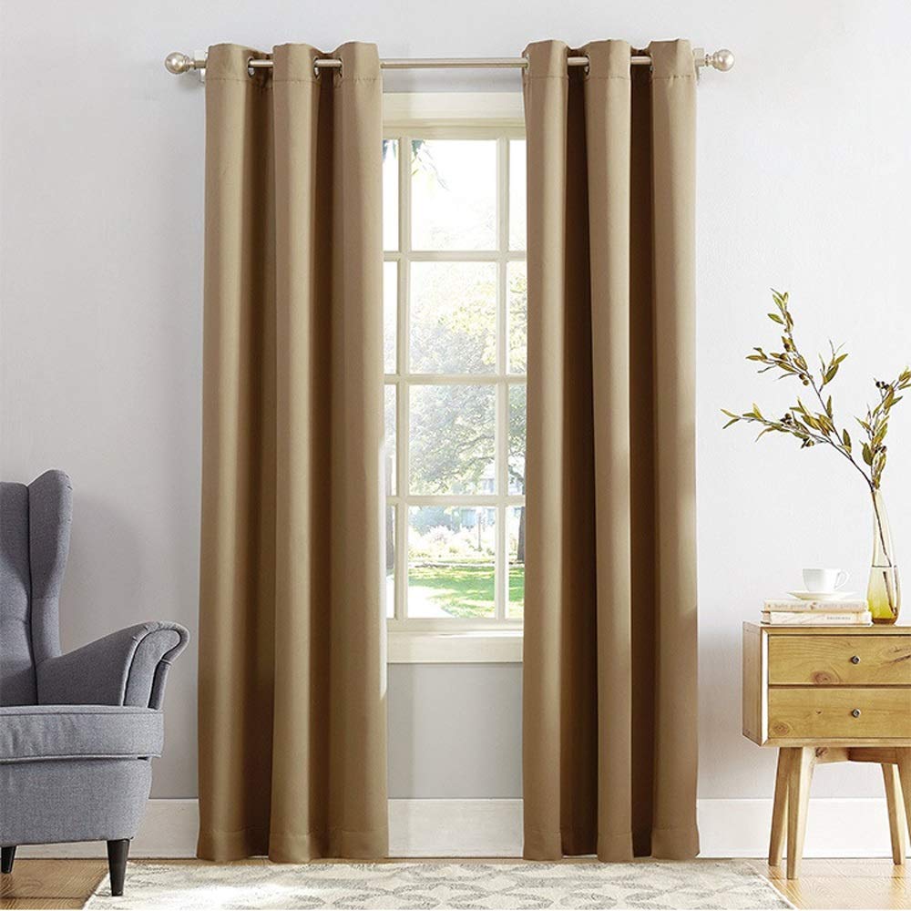 Blackout Curtains for Living Room & Bedroom - Thermal Insulated Darkening Curtains with Grommets for Sliding Glass Doors - 2 Panels Set for Easy Installation - Blocks 99% Light for Deep Sleep - Perfect for Home Theater, Nursery & Shift Workers
