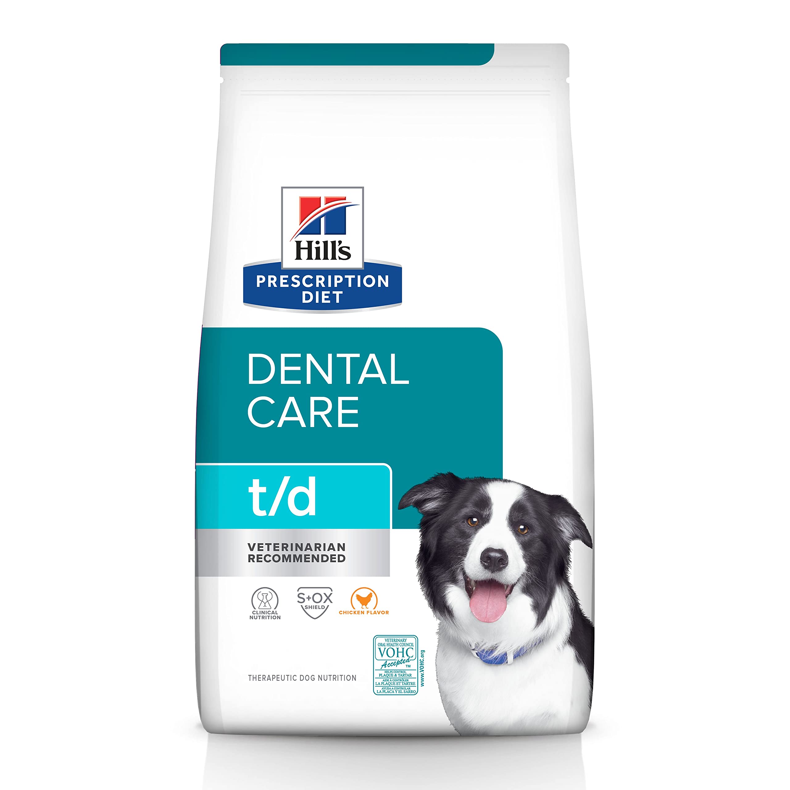 Hill's Prescription Diet t/d Dental Care Chicken Flavor Dry Dog Food - Vet Recommended Oral Health Formula for Tartar Control & Clean Teeth - Perfect for Dogs with Dental Issues or Preventive Care