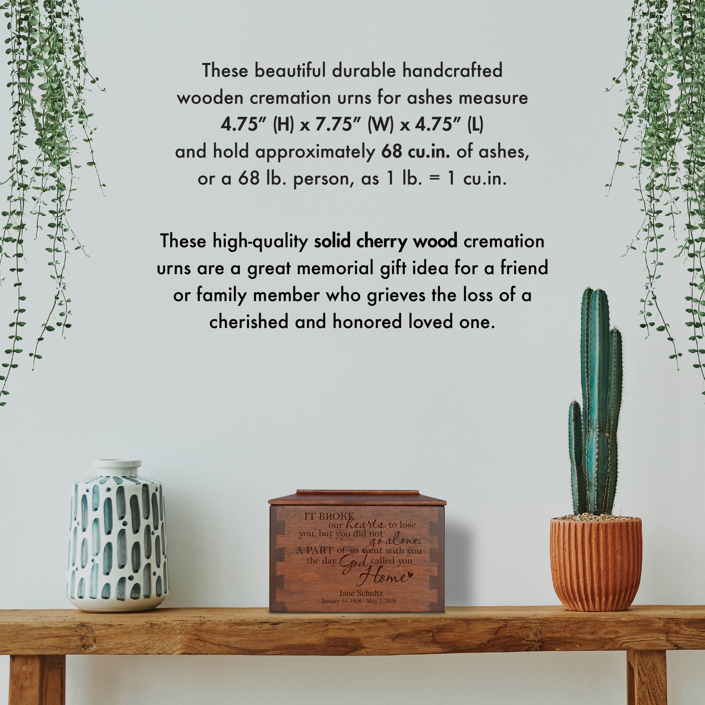 LifeSong Milestones Small Dovetail Urns for Human Ashes - Adult Male & Female Cremation Urns - Handcrafted Wooden Memorial Keepsake for Loved Ones - Perfect for Funeral Services, Home Memorials & Scattering Ceremonies