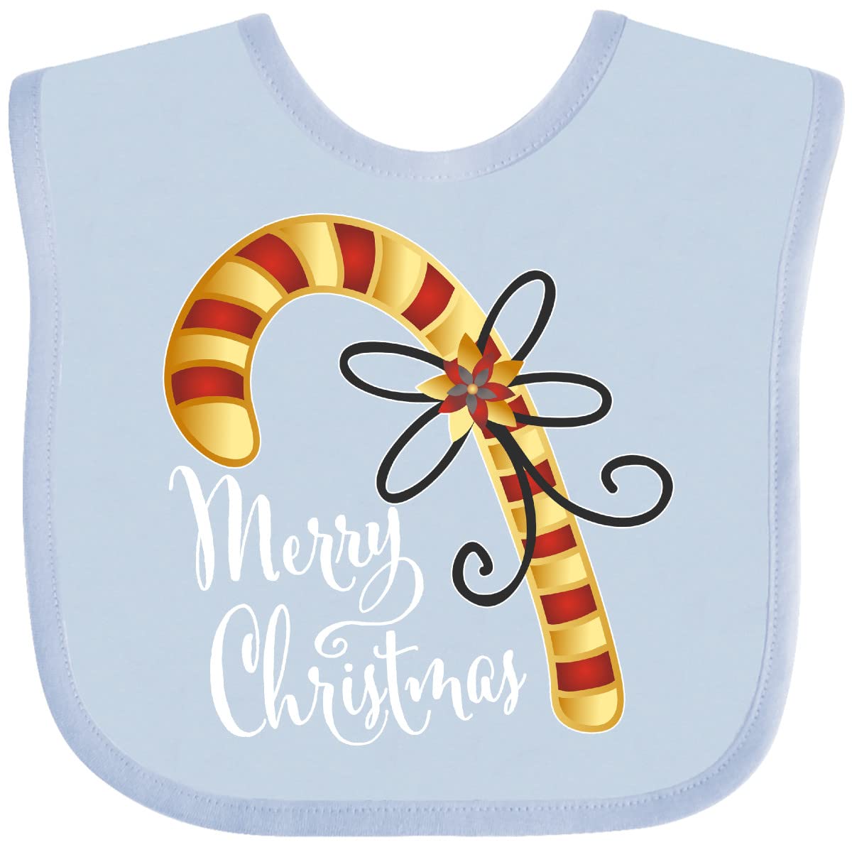 Inktastic Merry Christmas Red and Gold Candy Cane Baby Bib - Soft Cotton Drool Bib for Infants - Perfect for Holiday Photos, Family Gatherings & Christmas Celebrations