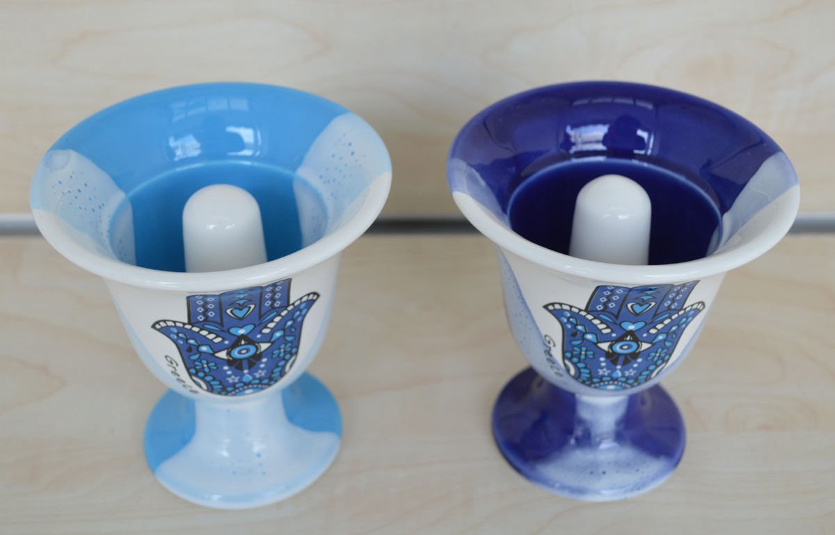 Pythagoras Cup of Justice & Tantalus Cup Set - Evil Eye Protector Design by Estia Creations | Ancient Greek Novelty Drinking Vessel for Home Decor, Gifts & Party Games