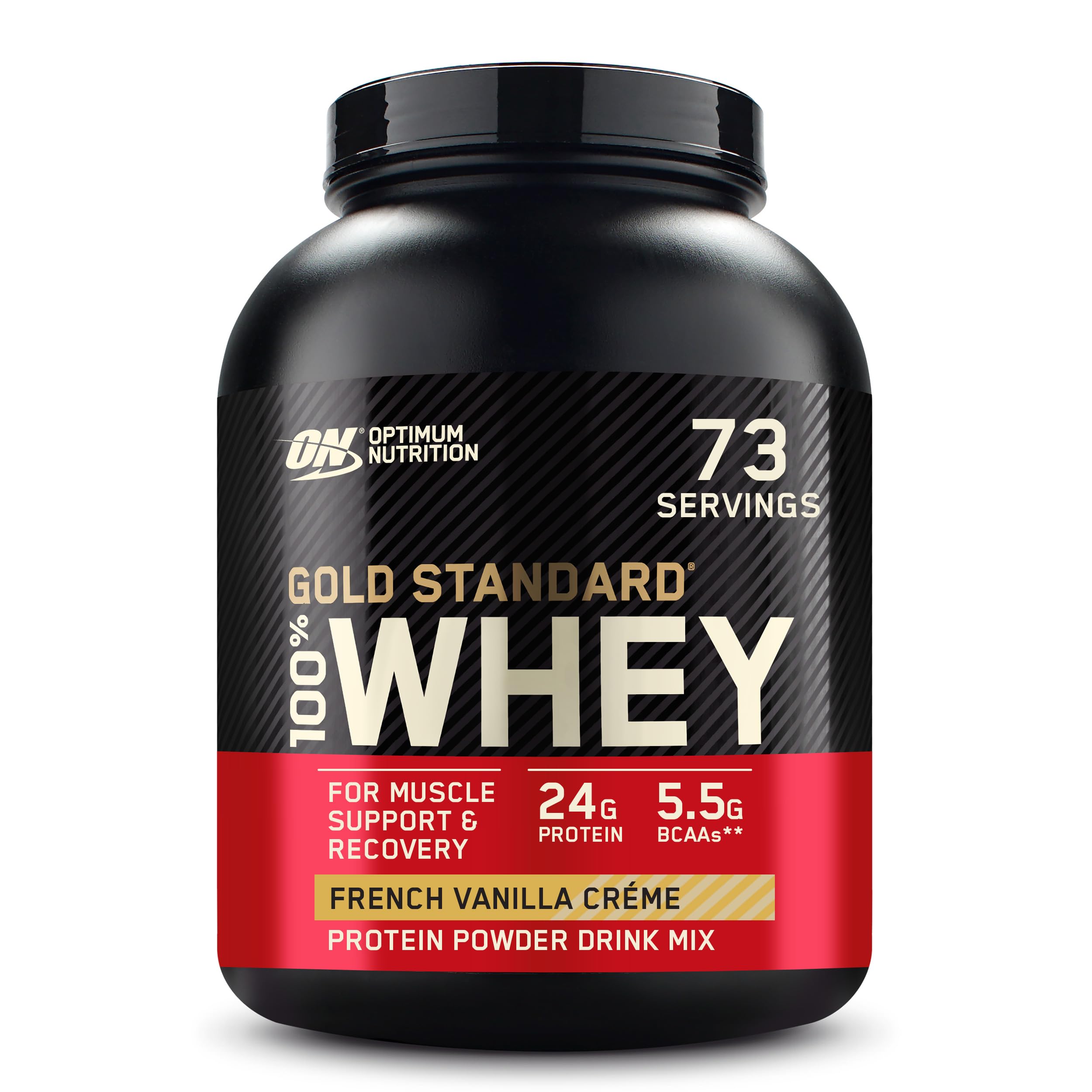 Optimum Nutrition Gold Standard 100% Whey Protein Powder - 2.27kg (5lbs) French Vanilla Flavor - 73 Servings | Muscle Recovery & Post-Workout Supplement for Athletes & Fitness Enthusiasts
