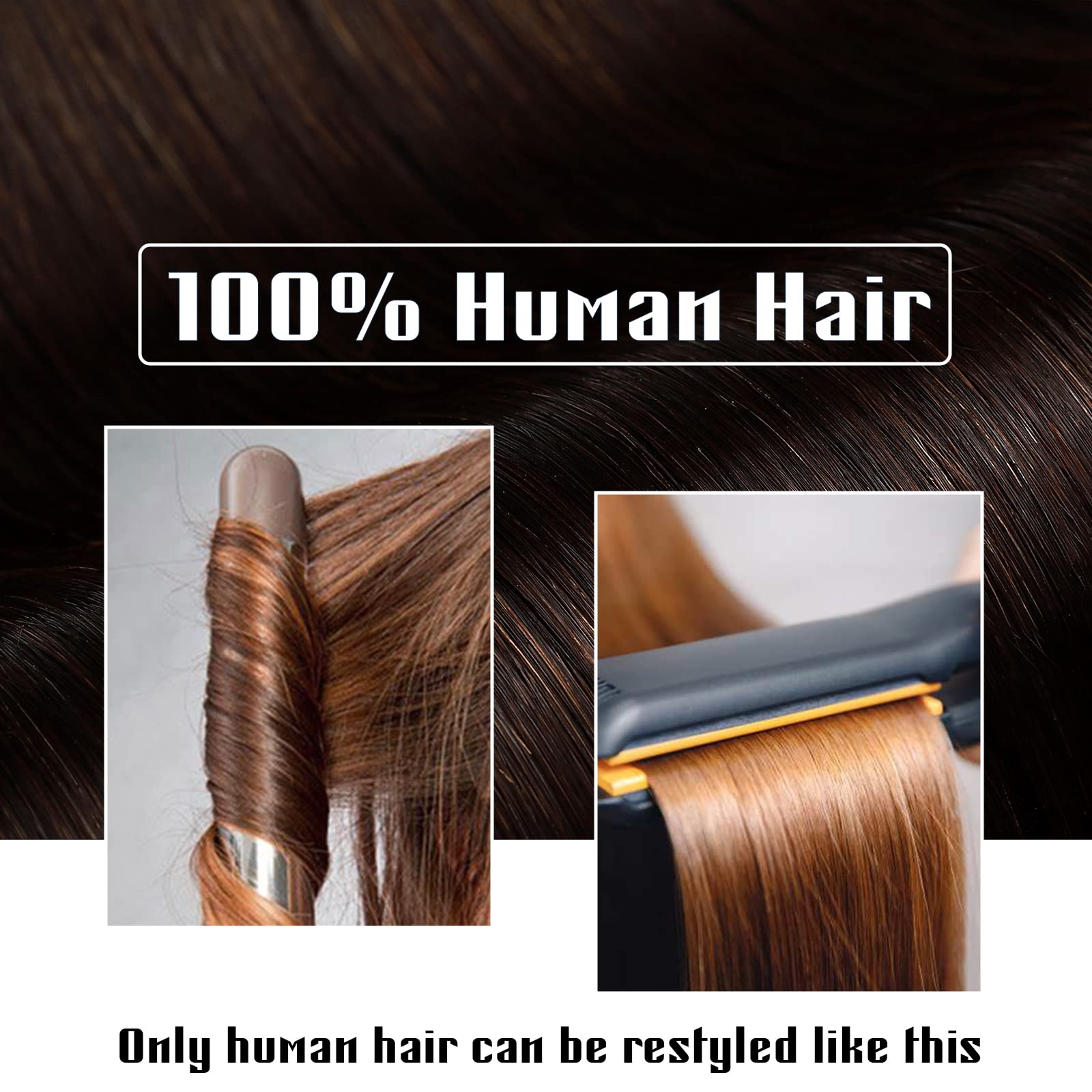 Benehair 22 Inch Dark Brown Clip in Hair Extensions - 3/4 Full Head One Piece with 5 Clips, 100% Real Human Hair for Women with Thinning Hair (#2 Dark Brown) | Perfect for Daily Wear, Parties, Weddings & Special Occasions