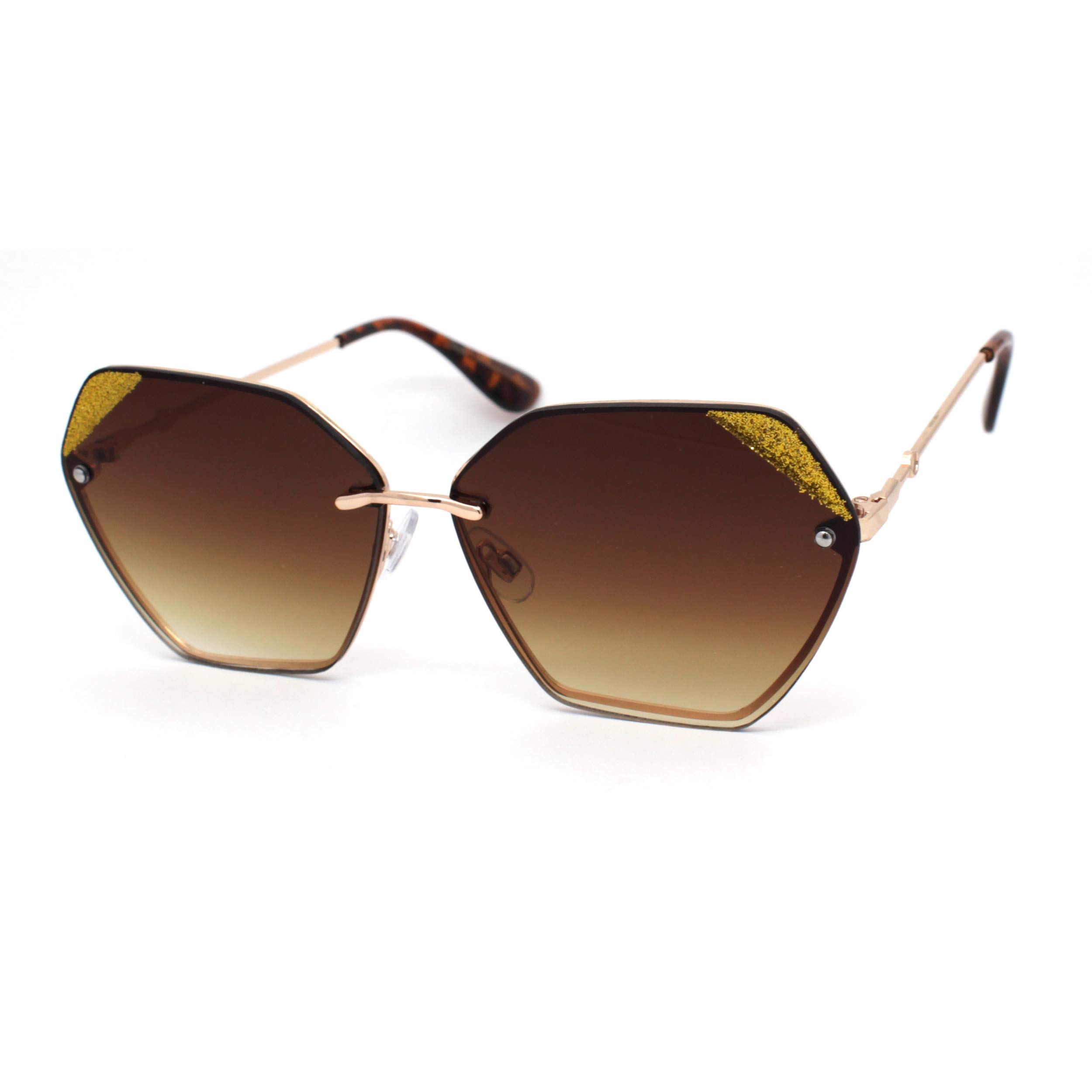 Giselle Octagonal Rimless Designer Sunglasses for Women – Trendy Mod Eyewear for Outdoor, Driving & Fashion