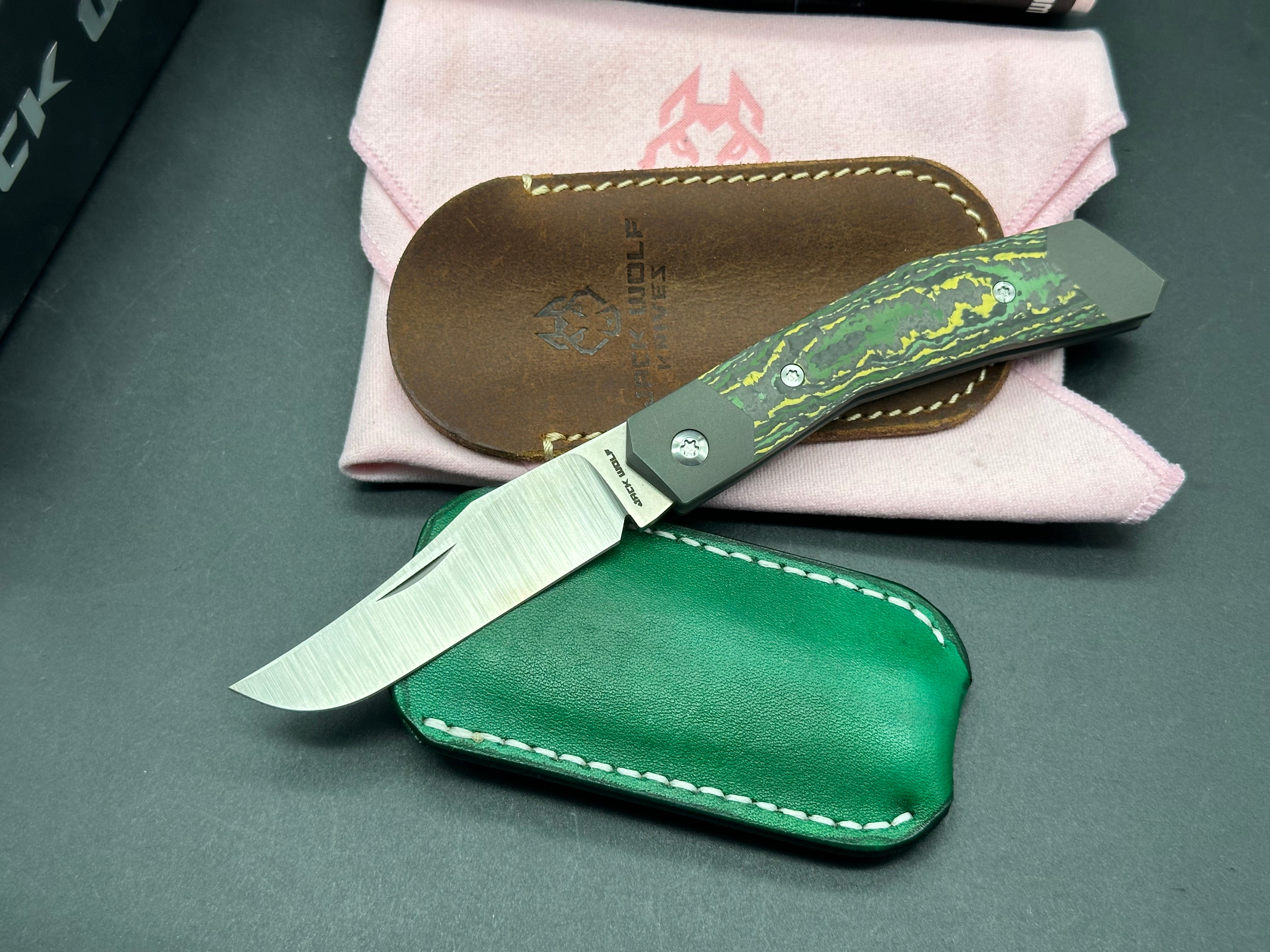 Jack Wolf Cyborg Titanium/Fat Carbon Folding Knife with S90V Blade - EDC, Outdoor, Camping & Survival Gear