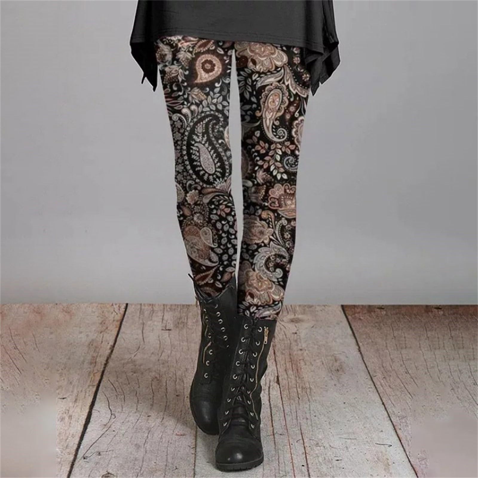 Kainawee Women's Boho Printed Leggings - Soft Stretchy Skinny Yoga Pants, High Waisted Comfy Tights for Workout, Athletic & Fitness | Perfect for Yoga, Gym, Running & Casual Wear