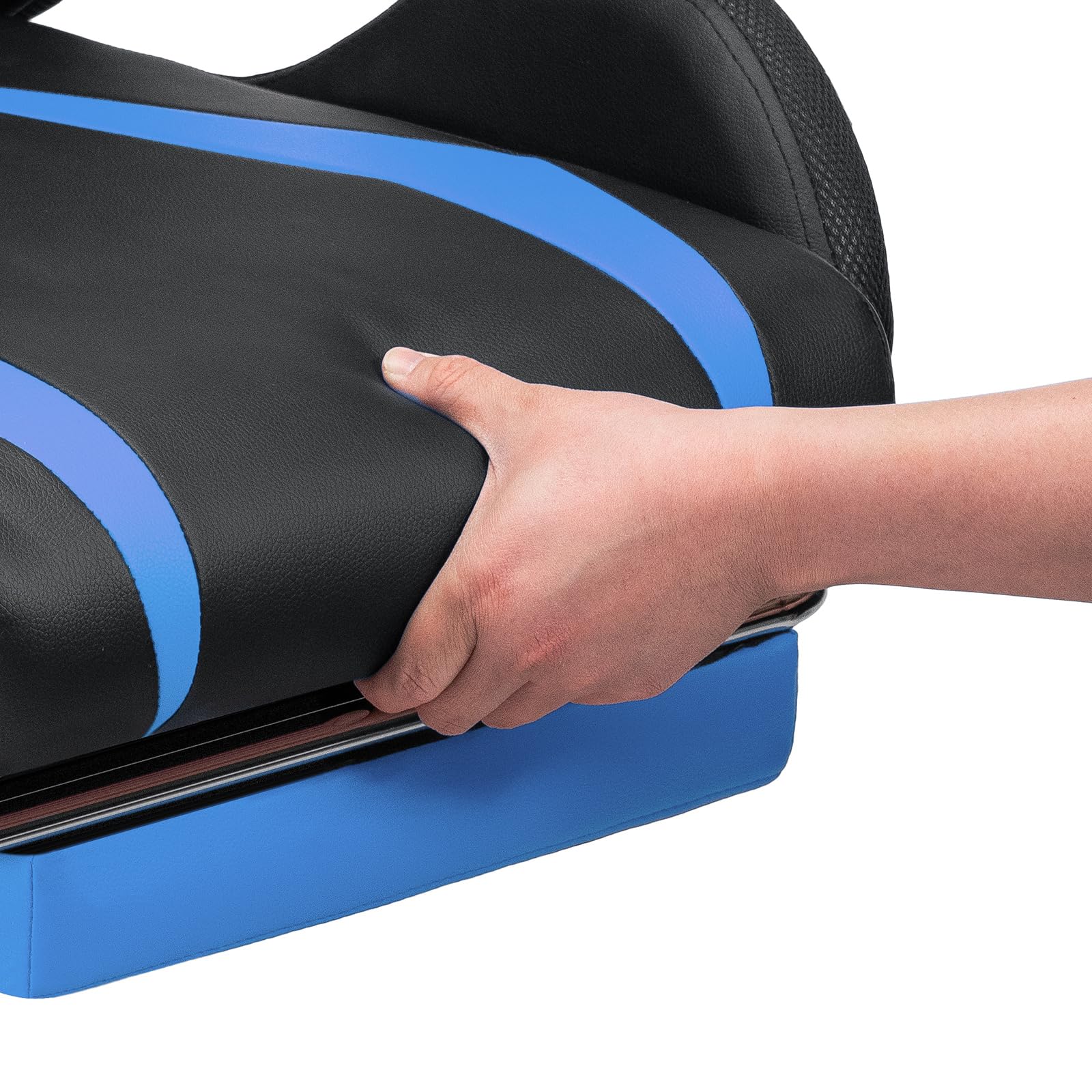 Ergonomic Gaming Chair with LED Lights, Footrest & Massage - High Back Reclining Computer Chair with Adjustable Lumbar Support (Blue & Black) - Perfect for Esports, Streaming & Home Office Setup