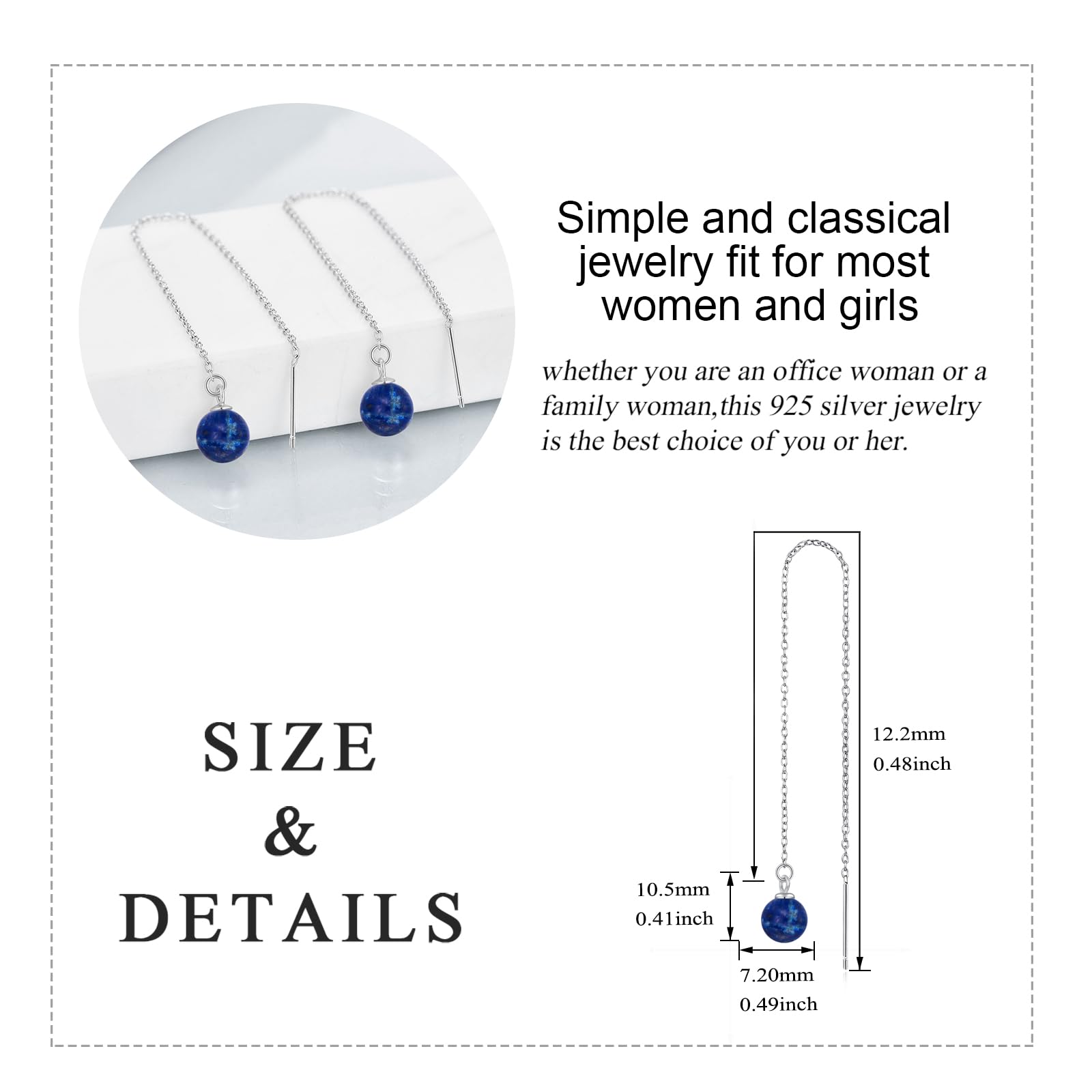 925 Sterling Silver Pearl Threader Earrings - Elegant Long Piercing Tassel Drop Dangle Earrings for Women & Teens | Perfect for Weddings, Parties & Everyday Wear