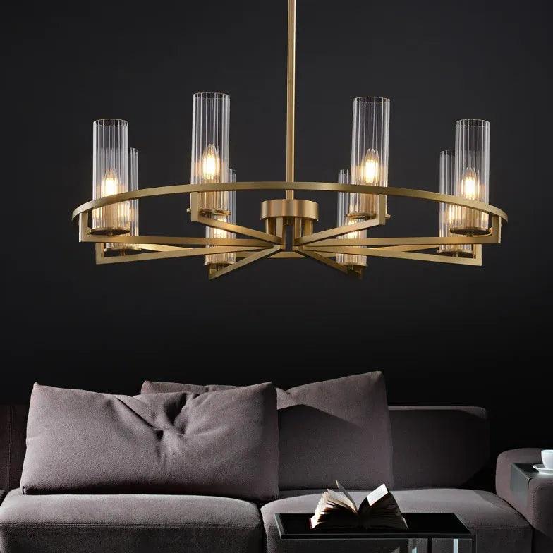 Elegant Gold Ring Frame Chandelier for Living Room - Modern Ceiling Light Fixture for Dining Room, Bedroom & Home Decor