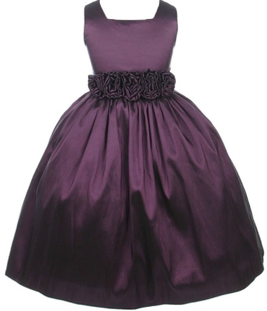 Little Girls Square Neckline Hand Rolled Flowers Summer Dresses - Cute Floral Party Outfits for Toddler Girls | Perfect for Birthday Parties, Weddings & Family Photos