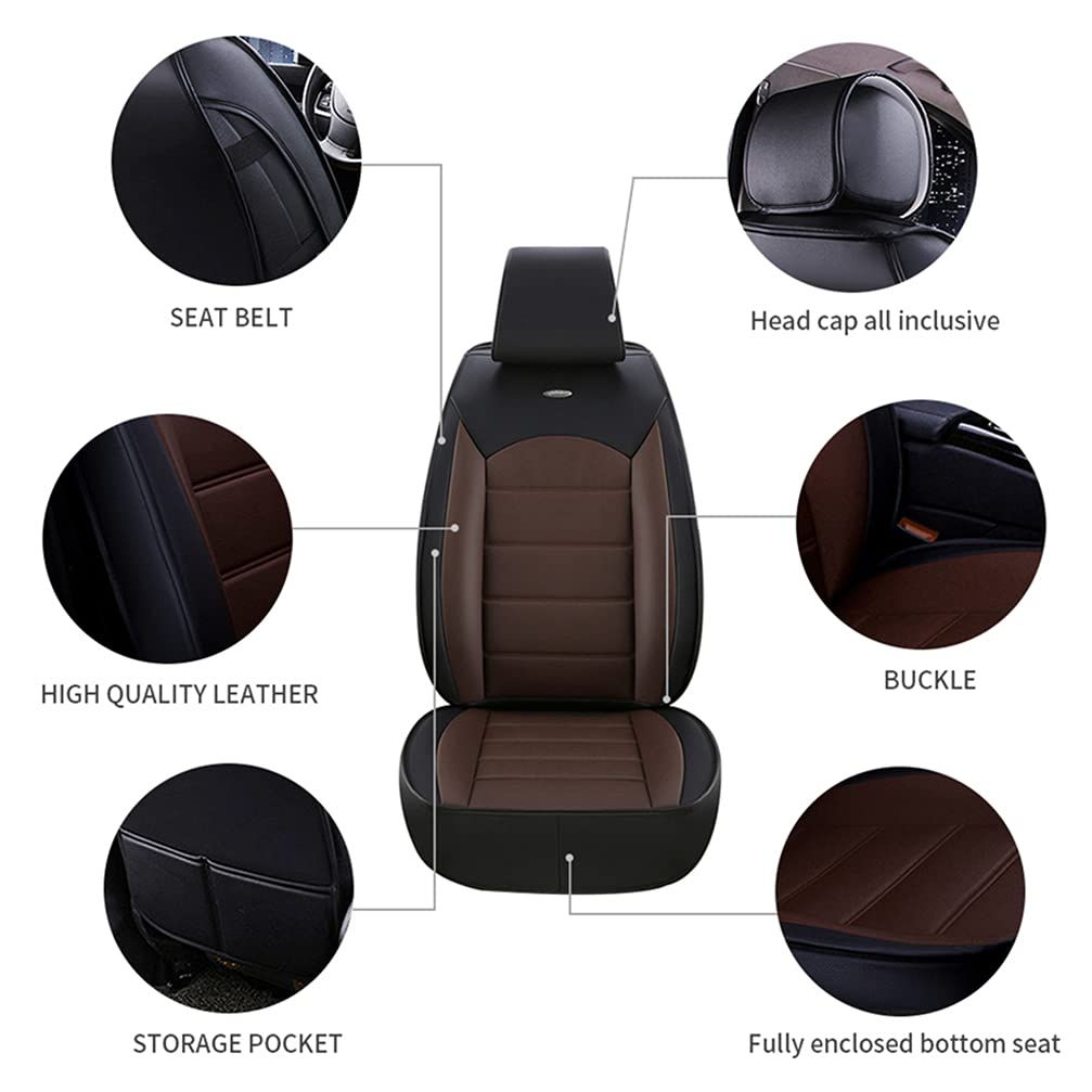 Premium PU Leather Front Seat Covers for Lexus RX350 2012-2017 - Breathable, Durable Black & Coffee Car Seat Protectors | Perfect for Daily Commutes, Road Trips & Luxury Interior Protection