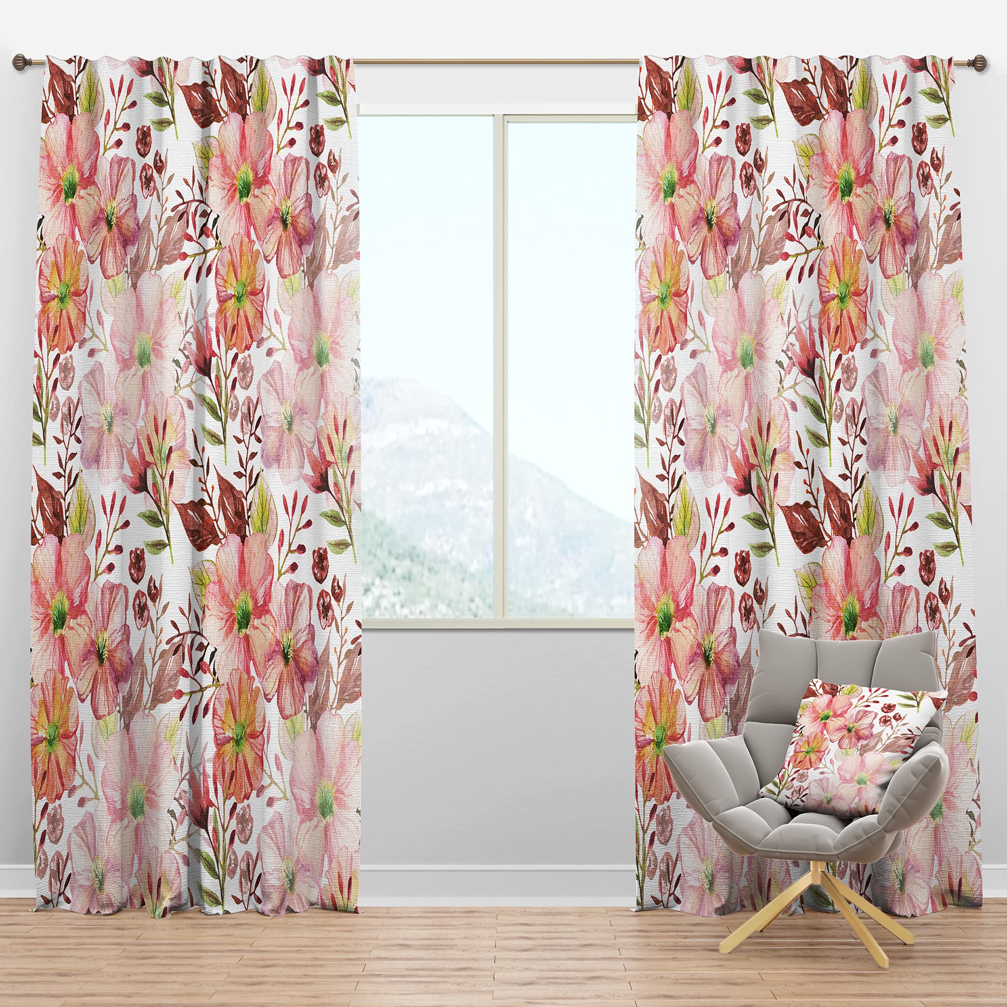 DesignQ Blackout Curtains Floral Botanical Retro III - Thermal Insulated Room Darkening Drapes for Bedroom & Living Room (52x84, Single Panel) - Perfect for Home Decor, Privacy & Light Control