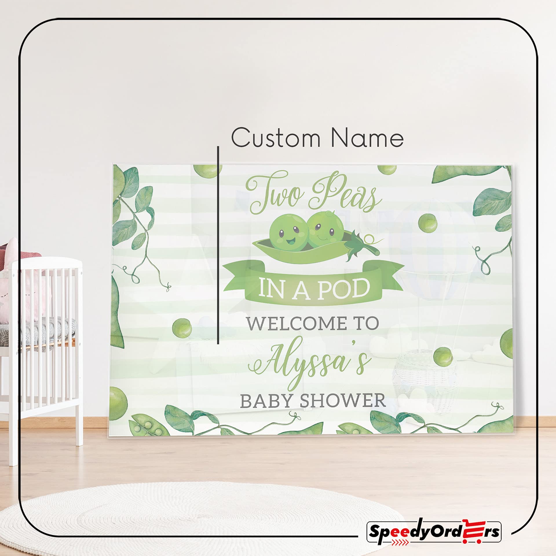 Twin Baby Shower Banner - Two Peas in a Pod Decor with Nature Design | Green Baby Shower Reception Sign for Gender Reveal & Nursery Decor | Perfect for Baby Shower Party Backdrop & Photo Props