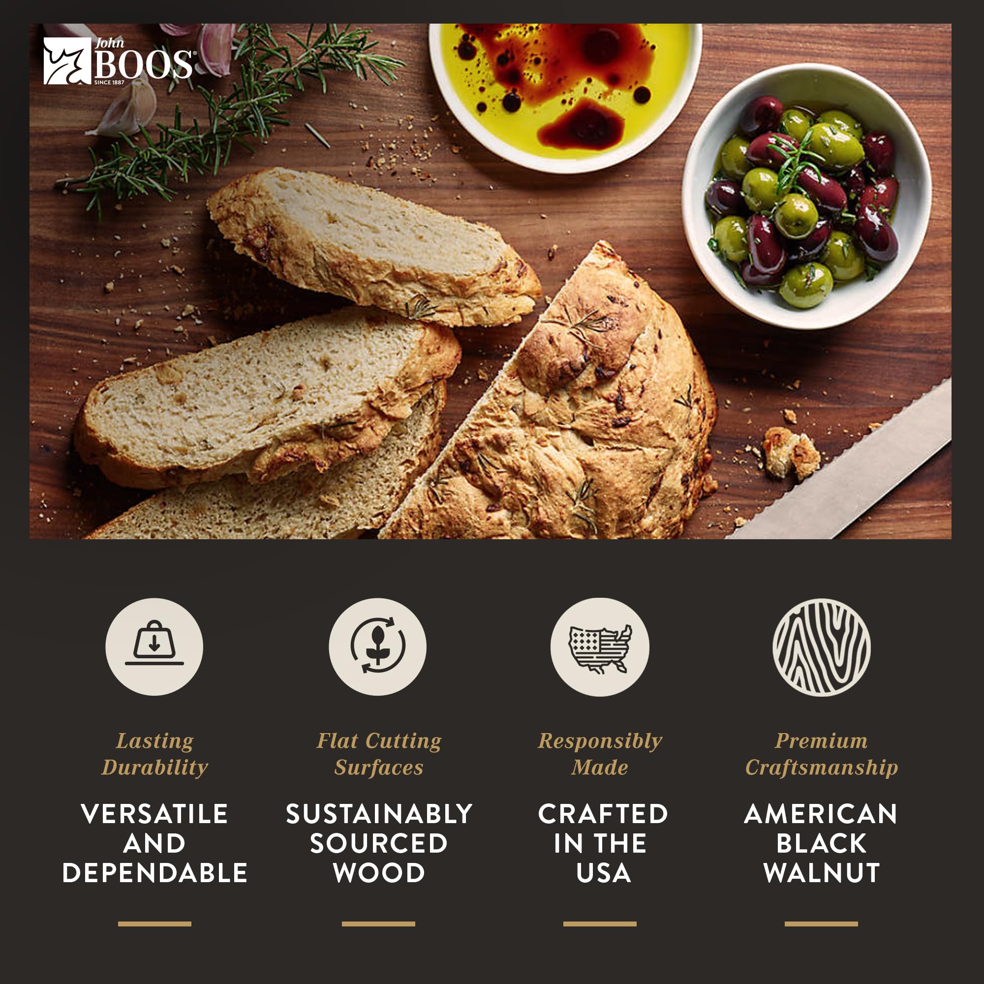 John Boos R-Board Series Large Reversible Walnut Wood Cutting Board - 18