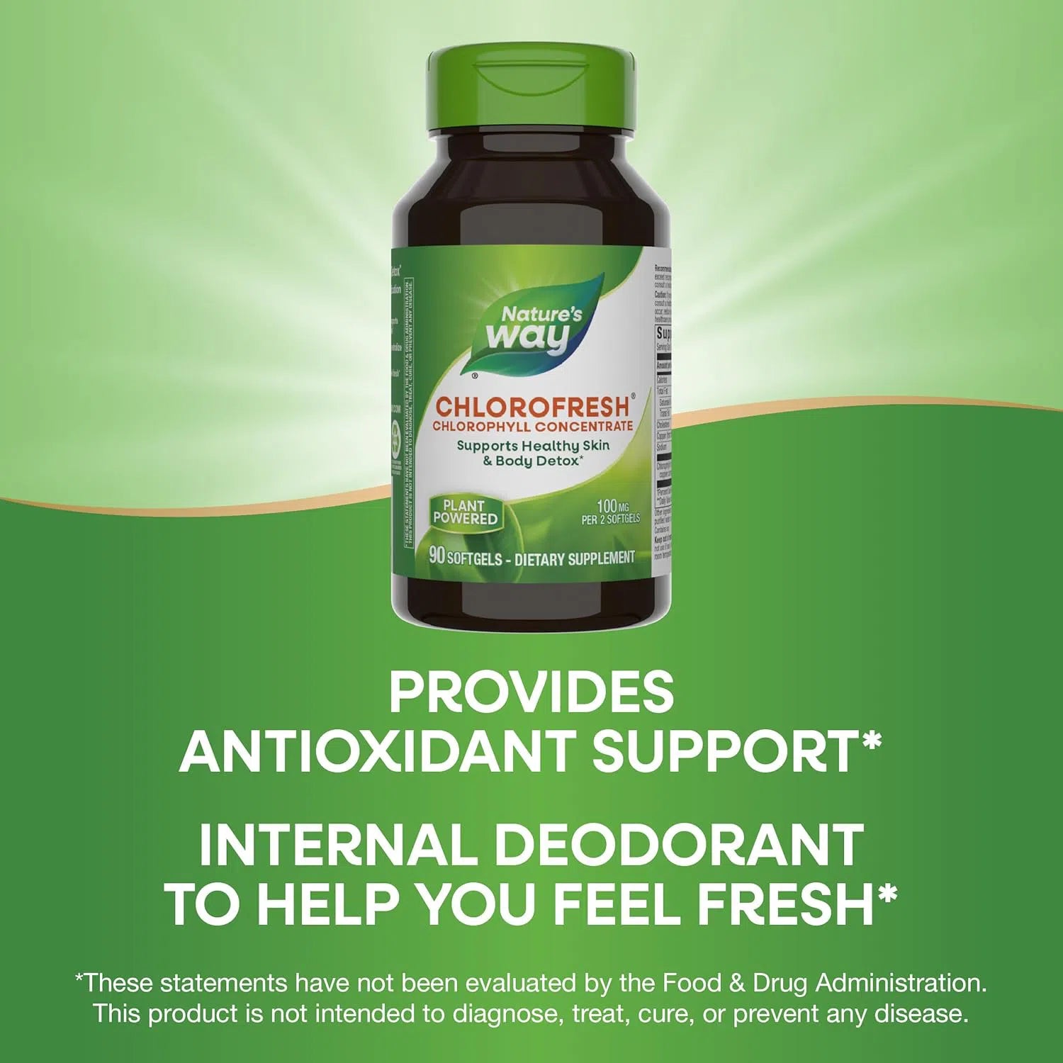 Nature's Way Chlorofresh Liquid Chlorophyll Concentrate Supplement - 100mg per Serving, Supports Detox & Energy, Mint Flavor - Perfect for Daily Wellness & Detox Routines
