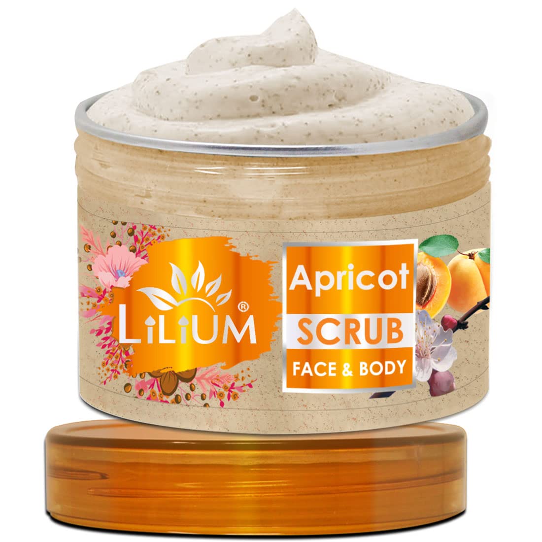 Lilium Apricot Face & Body Scrub 250g - Natural Exfoliator for Dead Skin Cells Removal - Gentle Cleansing for Smooth & Glowing Skin - Perfect for Daily Skincare Routine & Spa Treatment at Home