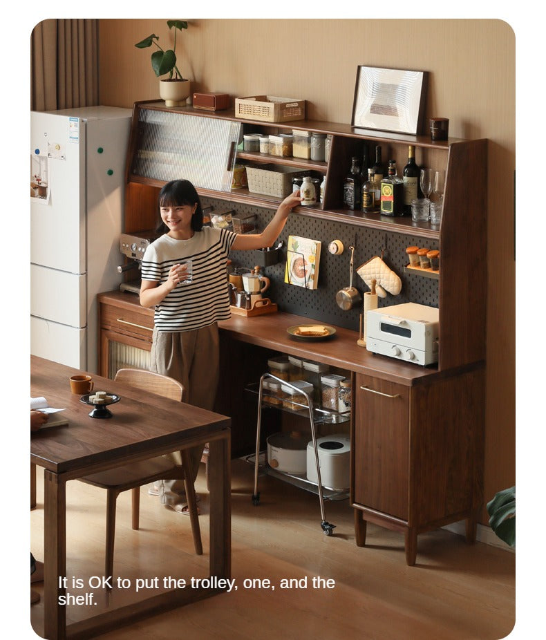 Premium Black Walnut Multi-Function Storage Sideboard - Modern Entryway Console Table with Drawers & Shelves - Perfect for Living Room, Dining Room, or Hallway Organization