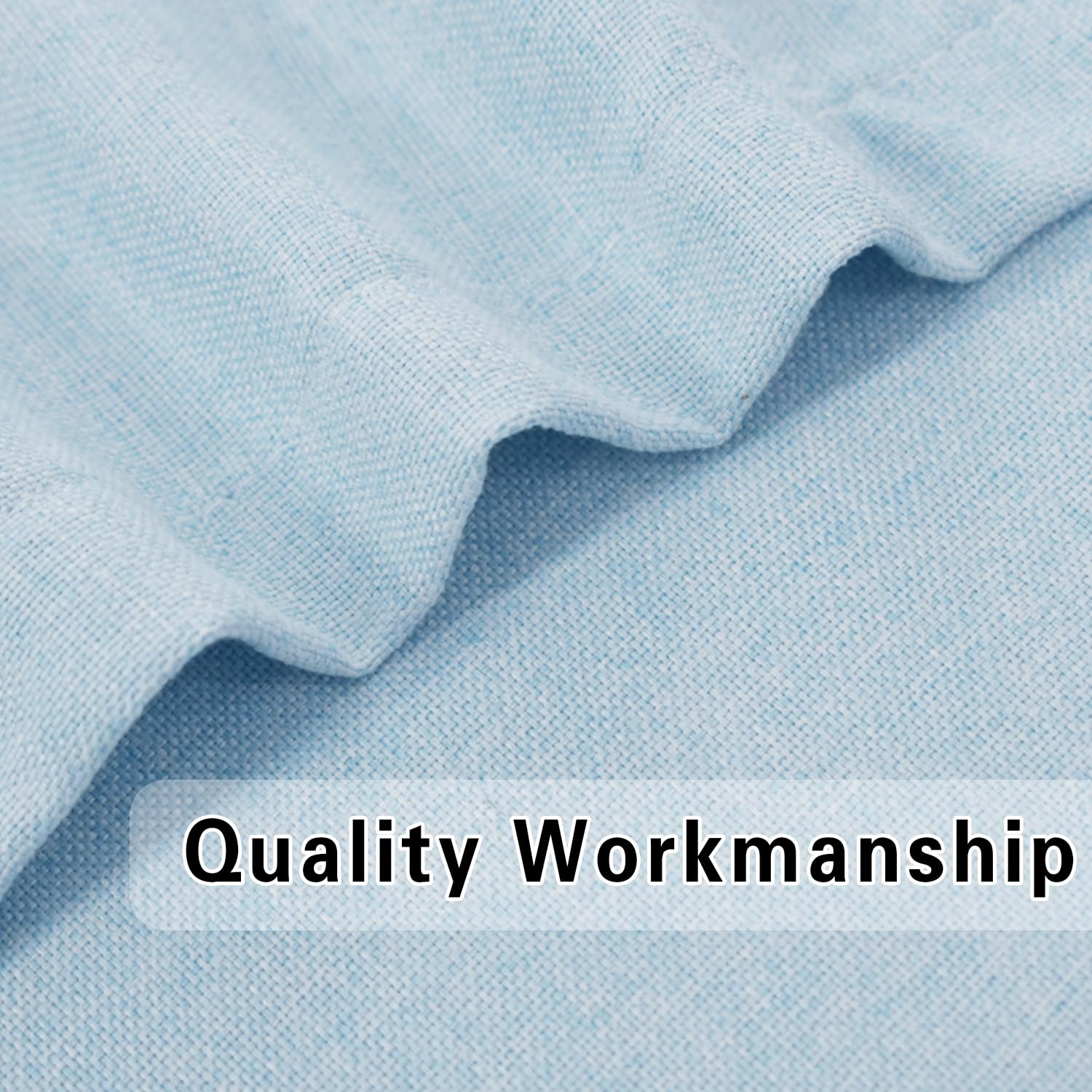 UPOPO 36 Inch Sky Blue Linen Textured Kitchen Curtains - Short Cafe Tier Curtains with Grommet Top for Sink, Cabinet, Bathroom, Basement & Half Windows - Set of 2 Panels for Privacy & Style (Perfect for Caravans, Small Windows & Cozy Spaces)