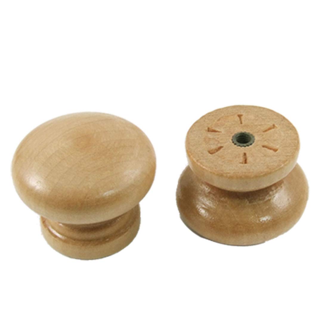 uxcell 4 Pack 1.4-Inch Round Wooden Cabinet Drawer Pull Knobs - Vintage Dresser Handles for Wardrobe, Closet & Furniture (Perfect for Bedroom, Kitchen & Bathroom Storage Organization)