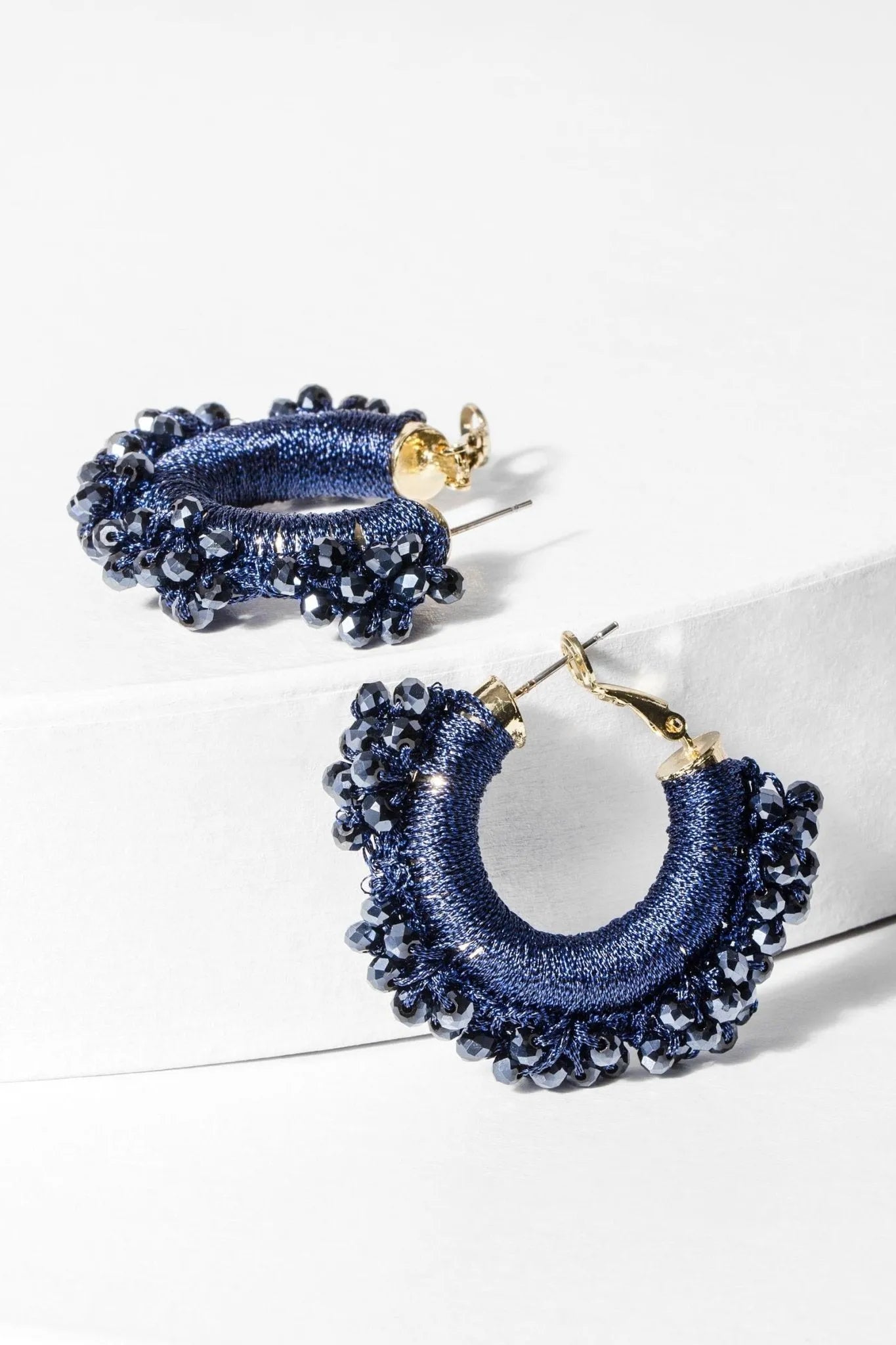 Royal Redux Beaded Hoop Earrings for Women - Elegant Gold-Tone Statement Jewelry - Perfect for Parties, Weddings & Everyday Wear