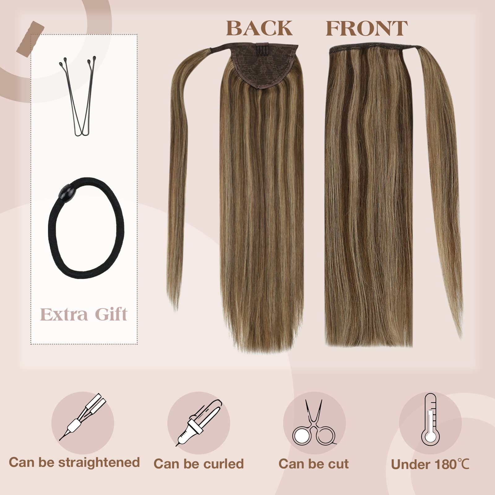 Premium Soft Human Hair Ponytail Extension - Natural Look & Comfortable Wear for Daily Styling, Parties & Special Occasions