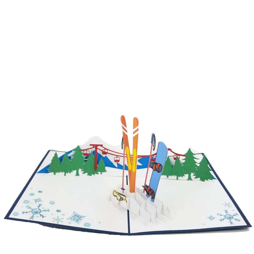 Winter Sports Pop Up Greeting Card for Birthdays, Anniversaries & More - Perfect for Sport Lovers