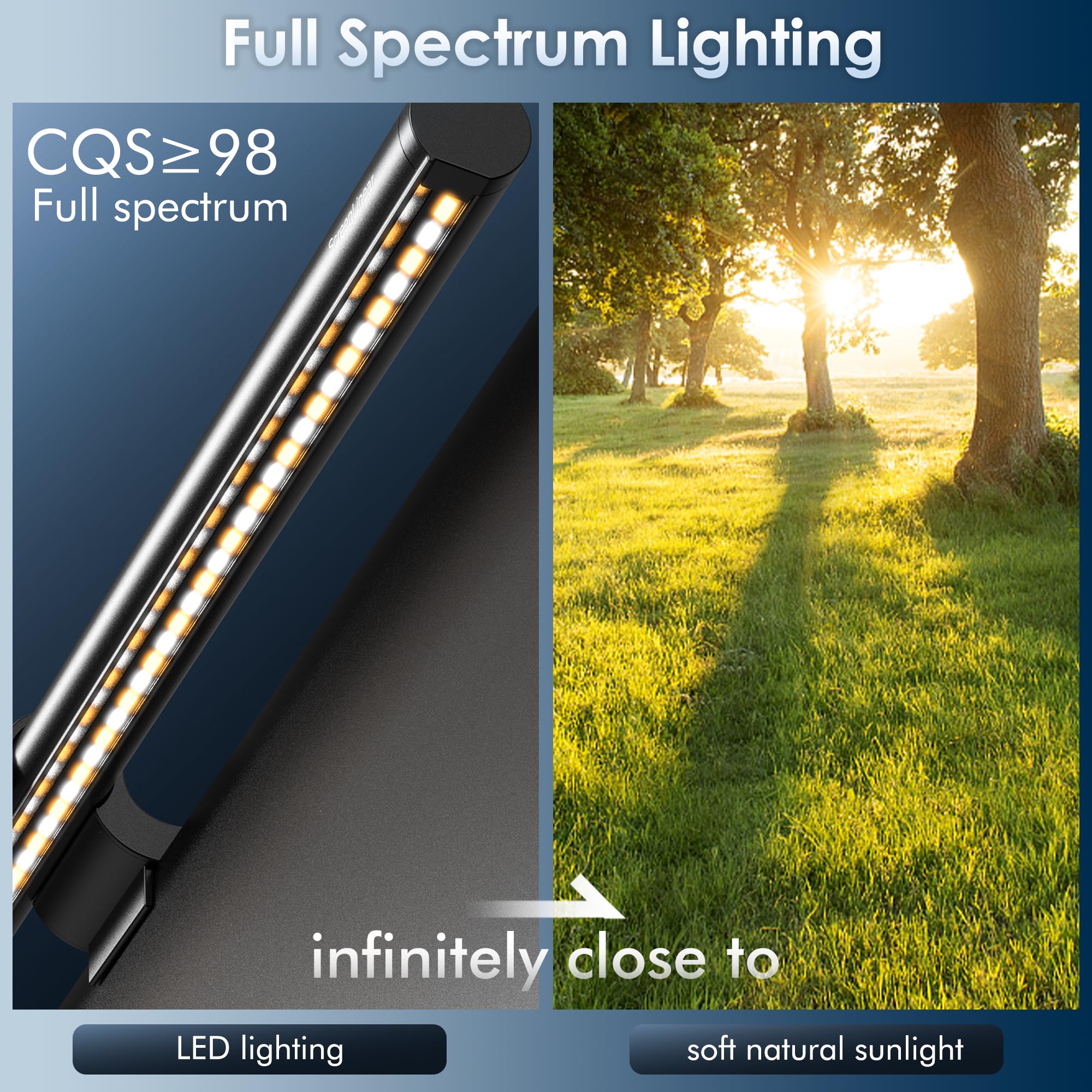Quntis HY214 Monitor Light Bar - Dimmable LED Screen Lamp with Backlight for Eye Protection, Computer Desk Lighting for Home Office, Gaming & Study
