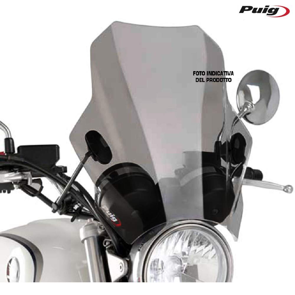 Puig Universal Windshield MOD. BAT - Dark Smoke for Motorcycles - Perfect for Touring, Cruising & Long-Distance Riding