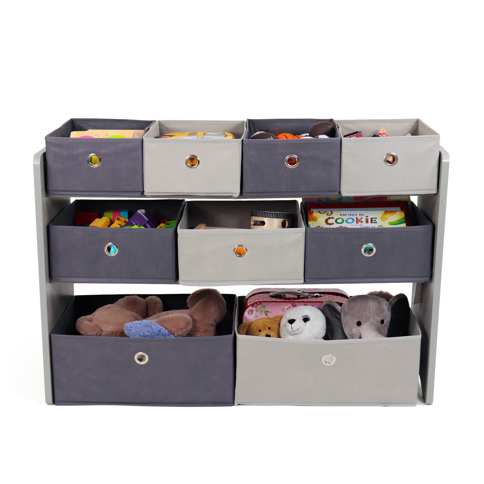 Humble Crew 9-Bin Toy Storage Organizer with Removable Fabric Bins - Light Grey Playroom Organizer for Toddlers & Kids - Nursery, Bedroom & Playroom Organization Solution - Perfect for Storing Toys, Books & Kids' Essentials