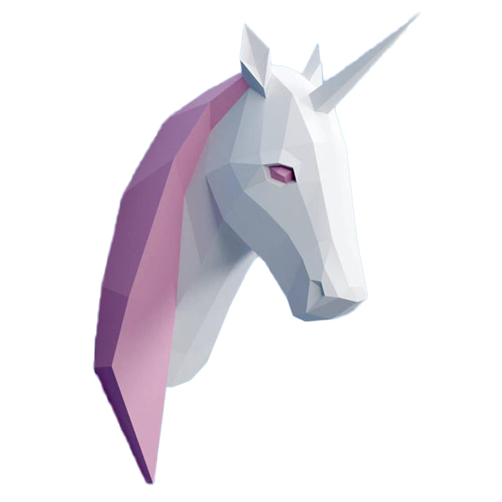 3D Unicorn Head Paper Sculpture DIY Wall Decor for Kids Room