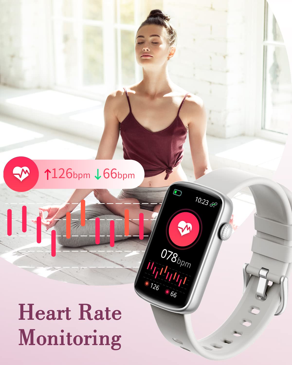 SHANG WING Smart Watch for Women - Fitness Tracker with Heart Rate Monitor, Blood Oxygen & Sleep Tracking, Pedometer, IP68 Waterproof, Compatible with Android & iOS - Perfect for Workouts, Running & Daily Activity Tracking