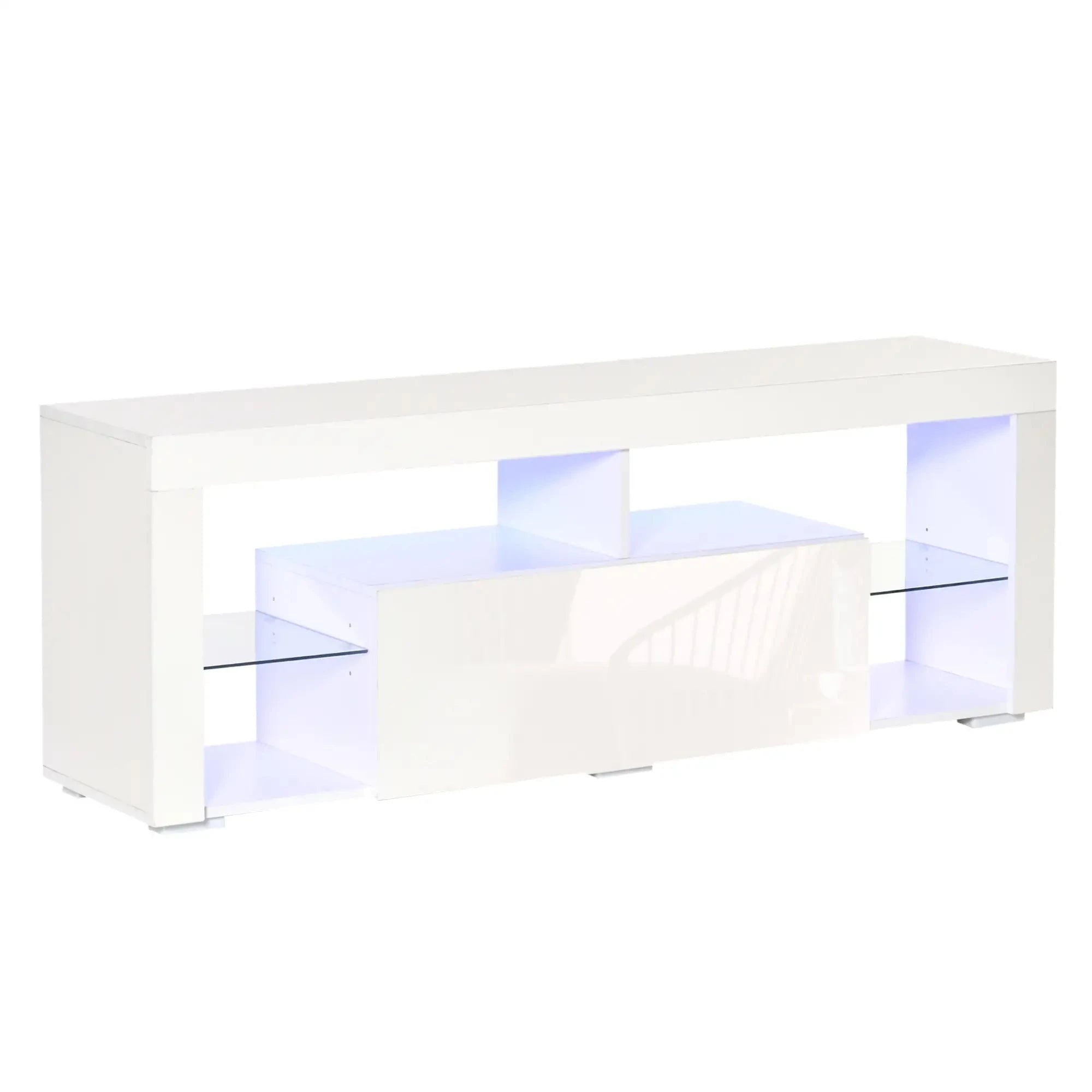 Modern TV Stand with LED Lights & Storage Shelves - 4 Color Options for Living Room, Bedroom & Home Theater Setup