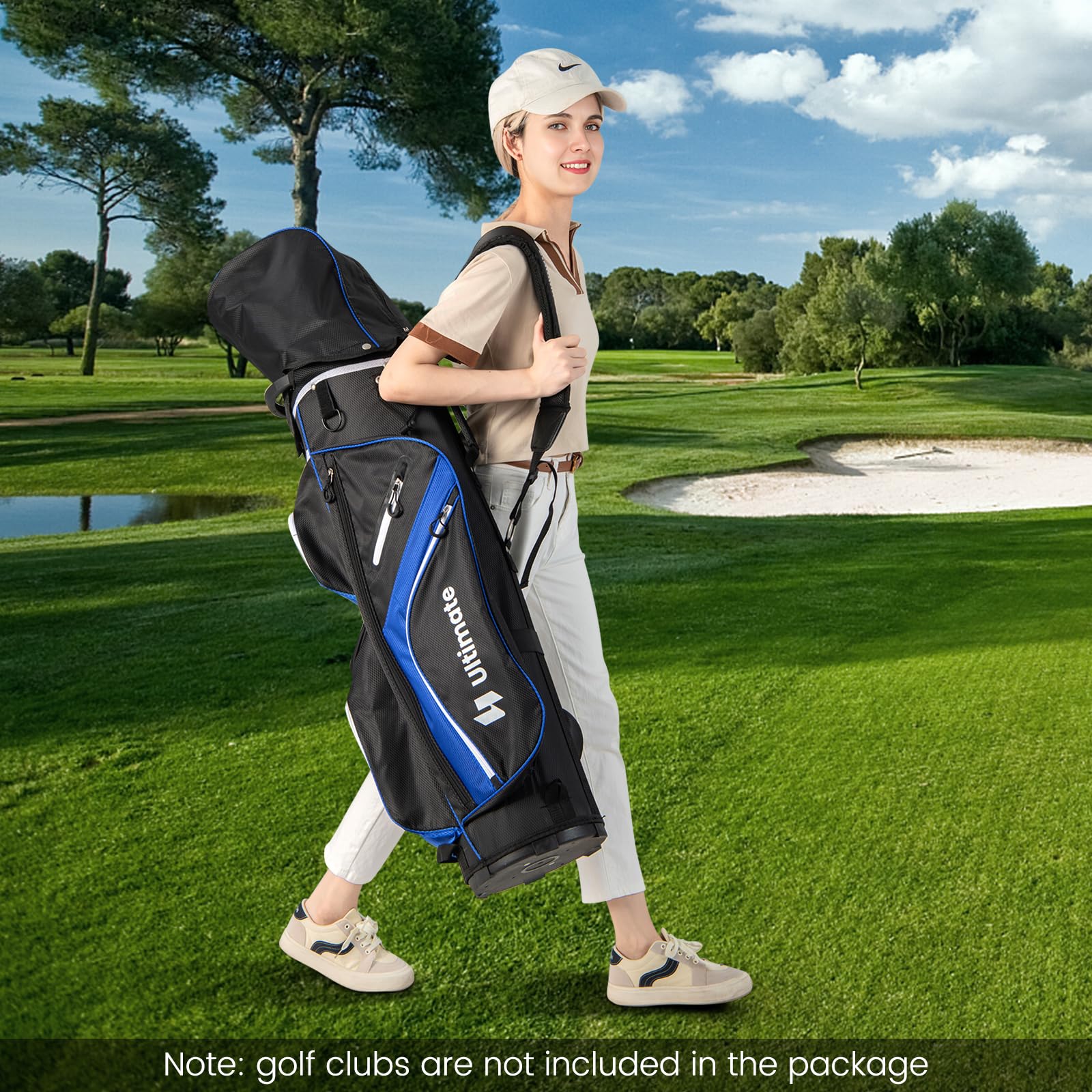 **Tangkula 14-Way Top Divider Golf Cart Bag - Lightweight Golf Club Bag with 9 Pockets, Cooler Compartment, Umbrella Holder & Rain Hood - Dual Strap for Men & Women - Perfect for Golf Courses & Travel**